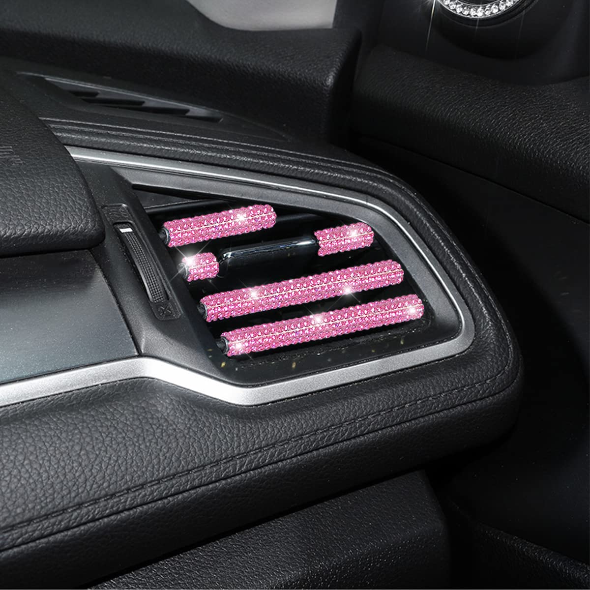 10-Piece Rhinestone Car Air Vent Trim Decorations - Universal Bendable Bling AC Outlet Covers for Interior Accessories (Pink) | Perfect for Car Interior Customization & Stylish Vehicle Upgrades