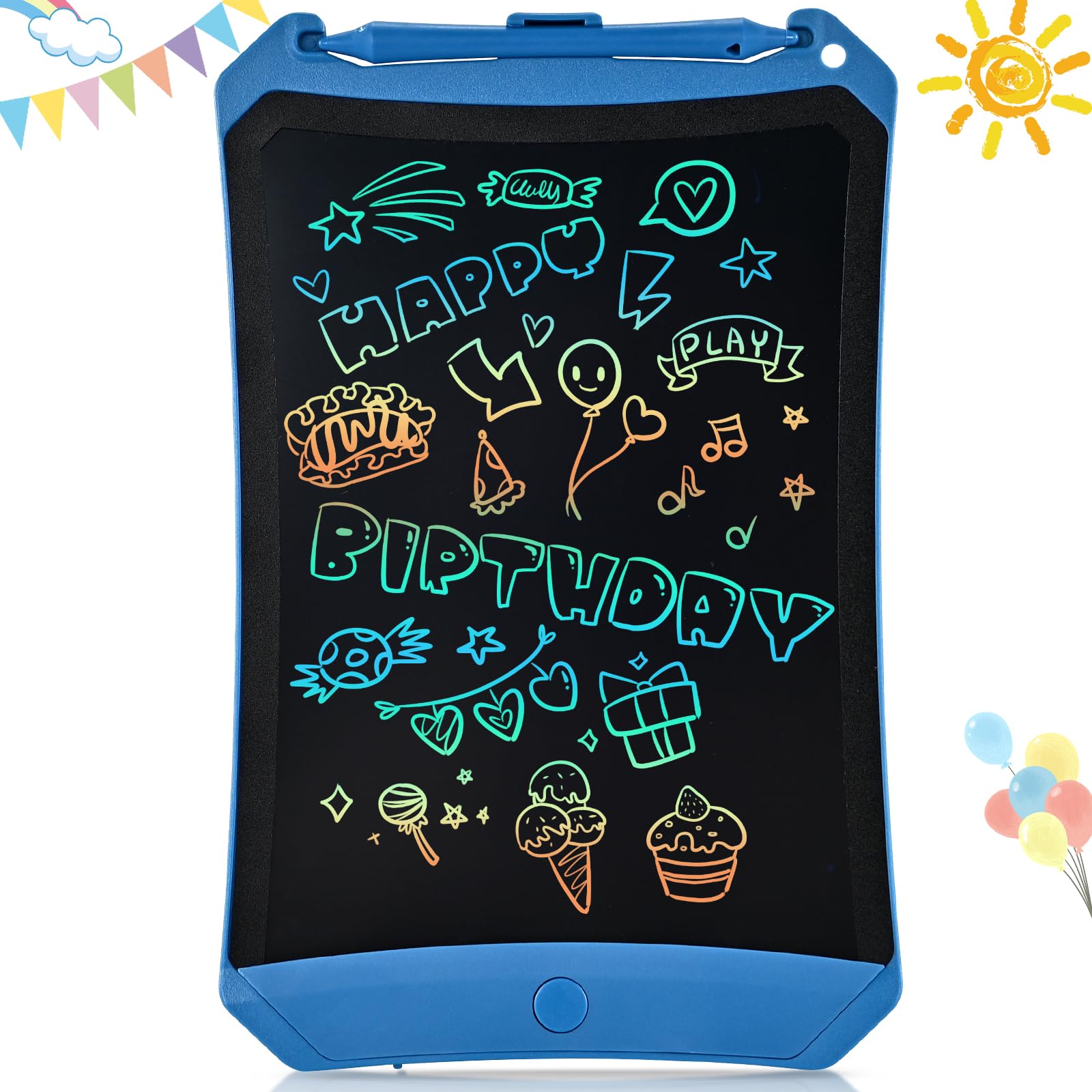 Reusable LCD Writing Tablet for Kids & Adults - Toddler Drawing Board with Colorful Screen, Educational Handwriting Aid for Home, School & Office - Perfect Gift for Learning, Note Taking & Creative Play (Blue)