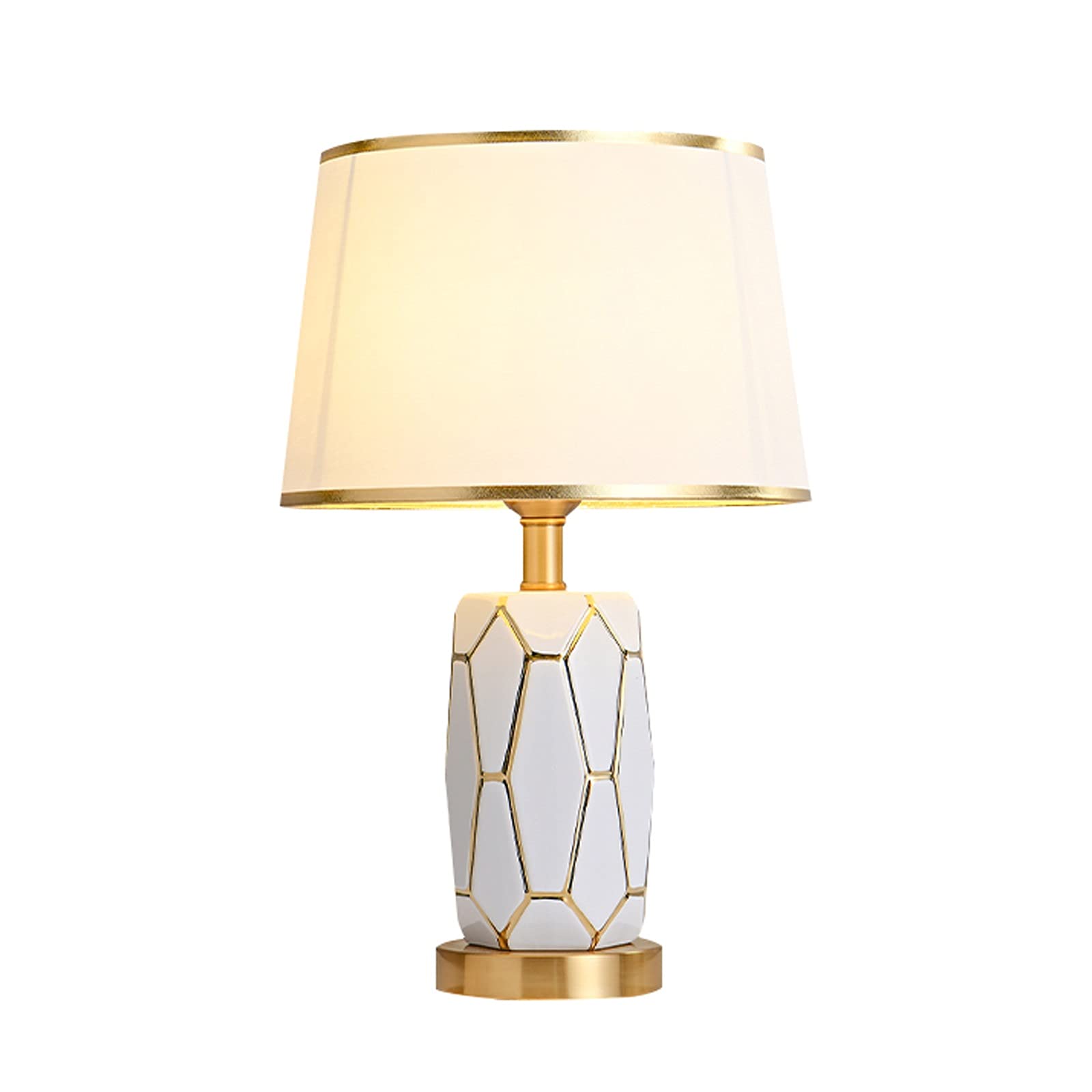 Vintage Ceramic Table Lamp with Fabric Lampshade & Metal Base - 21