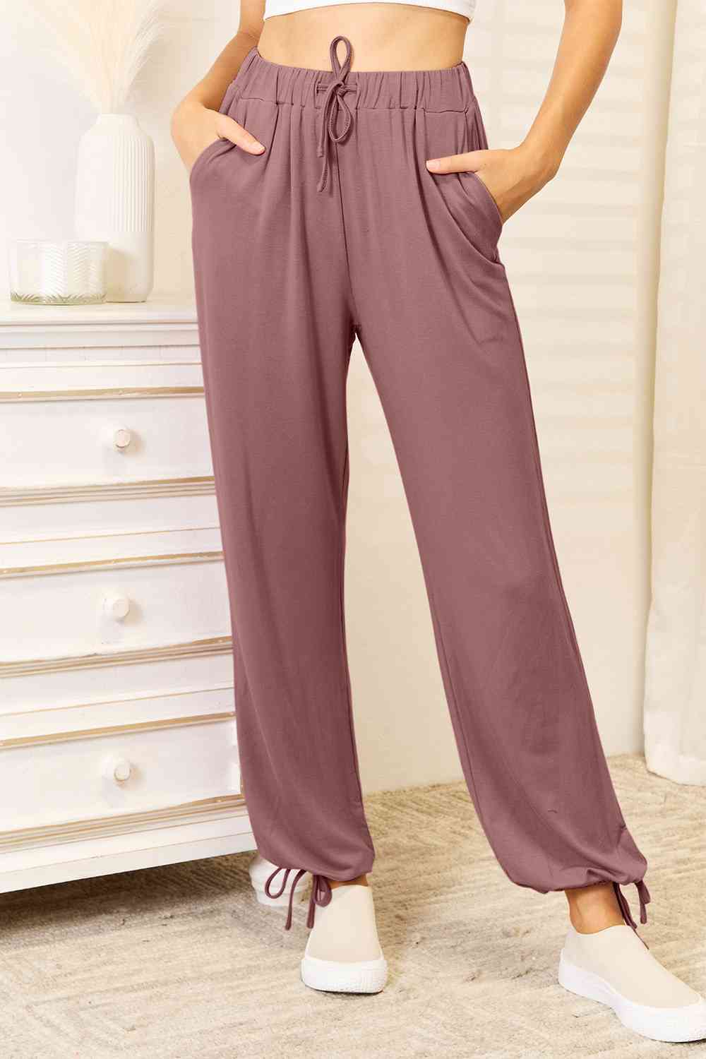 Soft Rayon Drawstring Waist Pants with Pockets for Women - Comfortable Lounge Pants in 3 Colors (Black, Navy, Gray) - Perfect for Yoga, Travel & Relaxing at Home