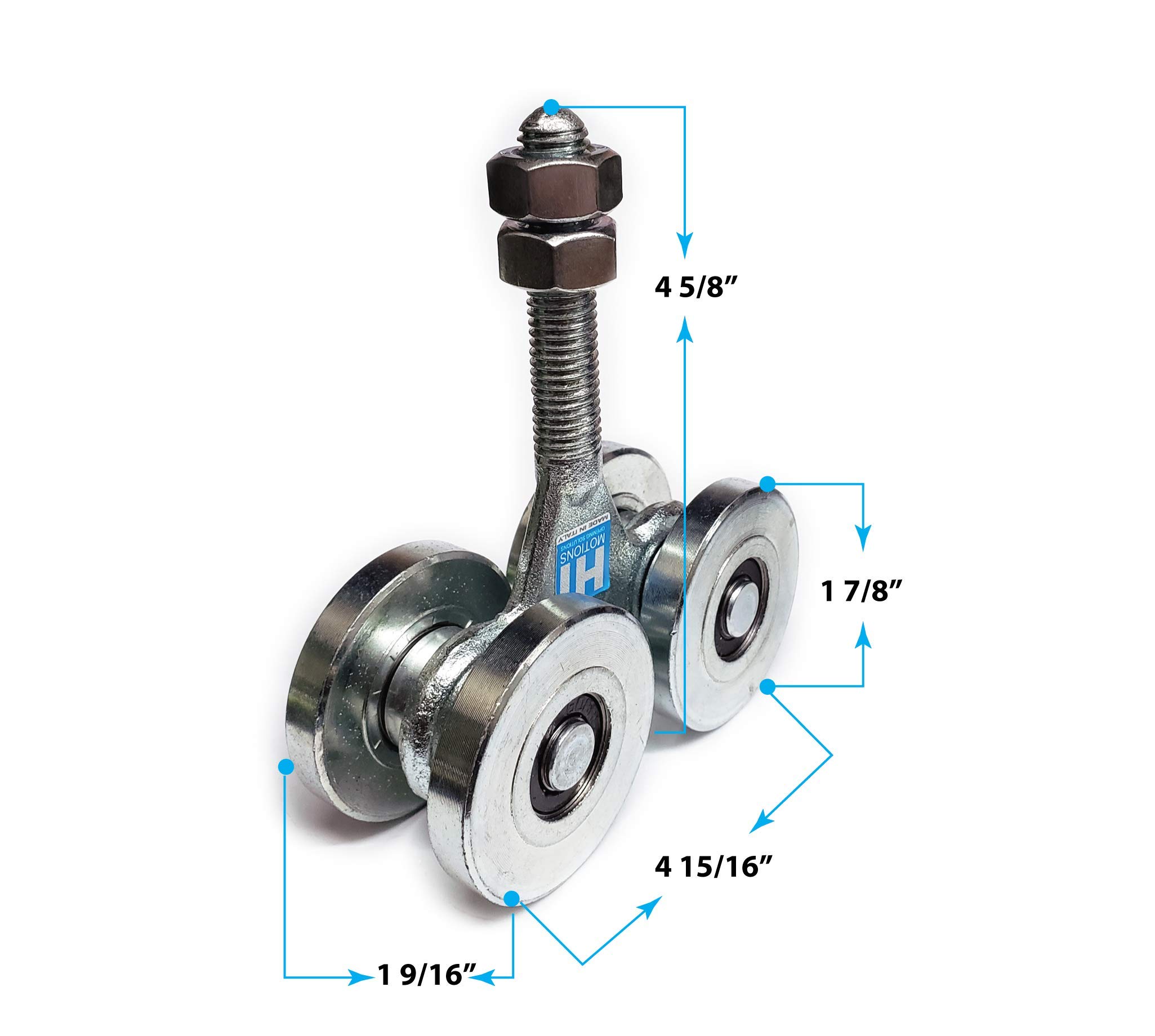 Heavy Duty Sliding Track Rollers with Ball Bearings - 4 Wheel Gate Truck Trolley for Smooth Sliding Doors & Windows (Set of 2 Pairs) - Perfect for Barn Doors, Closet Doors, and Industrial Applications