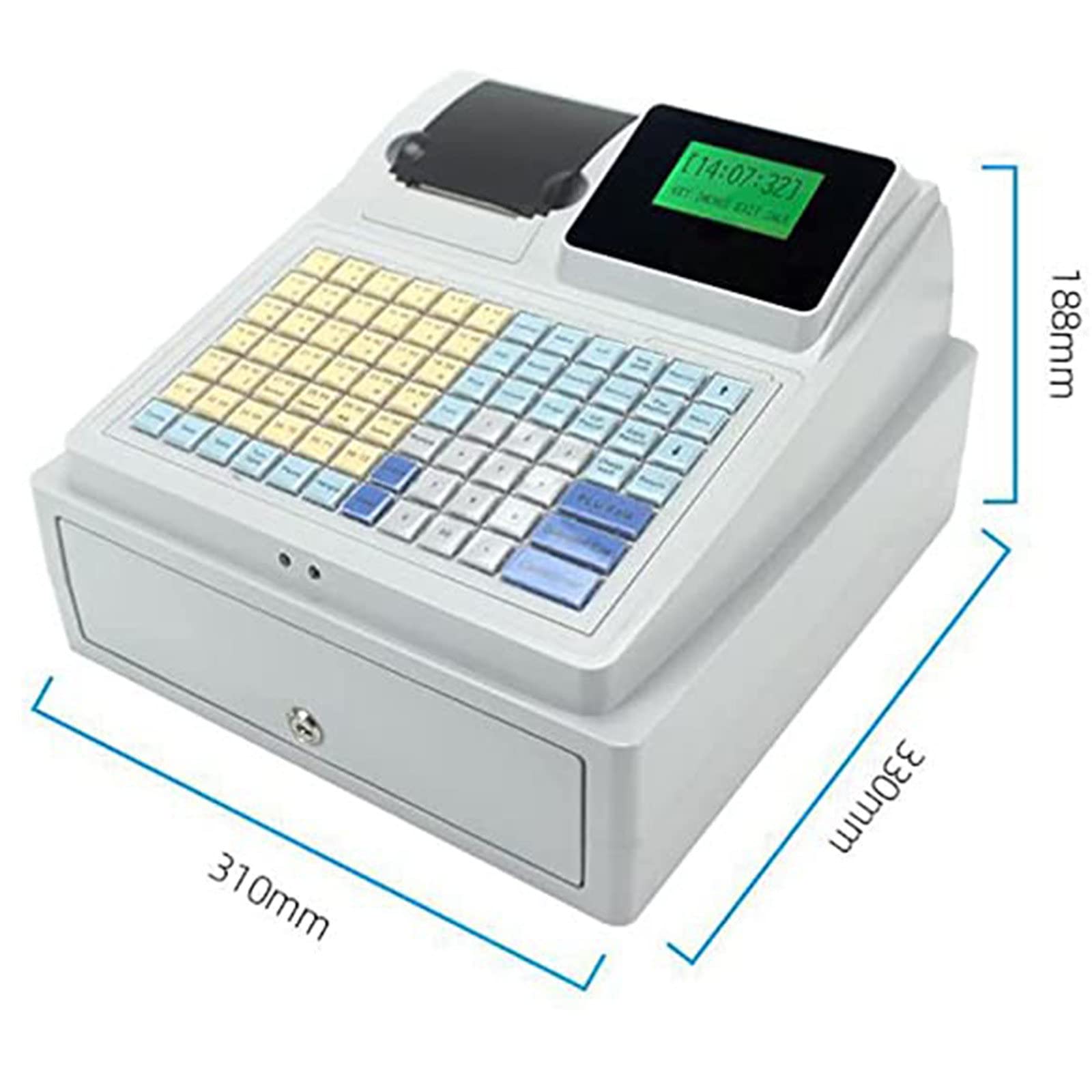 Electronic Cash Register with Receipt Printer & Cash Drawer - 81-Key POS System with Member Management for Retail Stores, Supermarkets & Convenience Shops - Perfect for Checkout Counters & Small Business Transactions