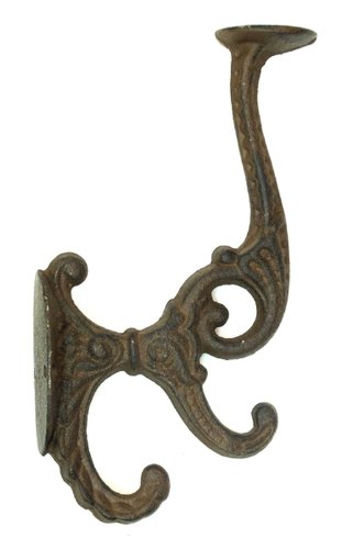 Vintage Victorian Cast Iron Coat Hooks - Set of 2 Heavy Duty Wall Mounted Hooks for Entryway, Mudroom, Bathroom & Closet Organization