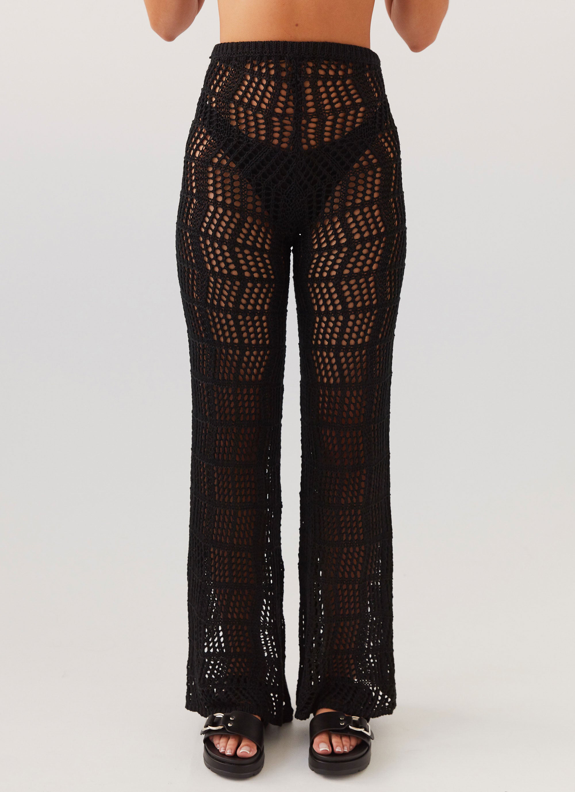 Cabo Paradise Crochet Pants for Women - Stylish Black Boho Beach Pants | Perfect for Summer Vacations, Music Festivals & Casual Outings