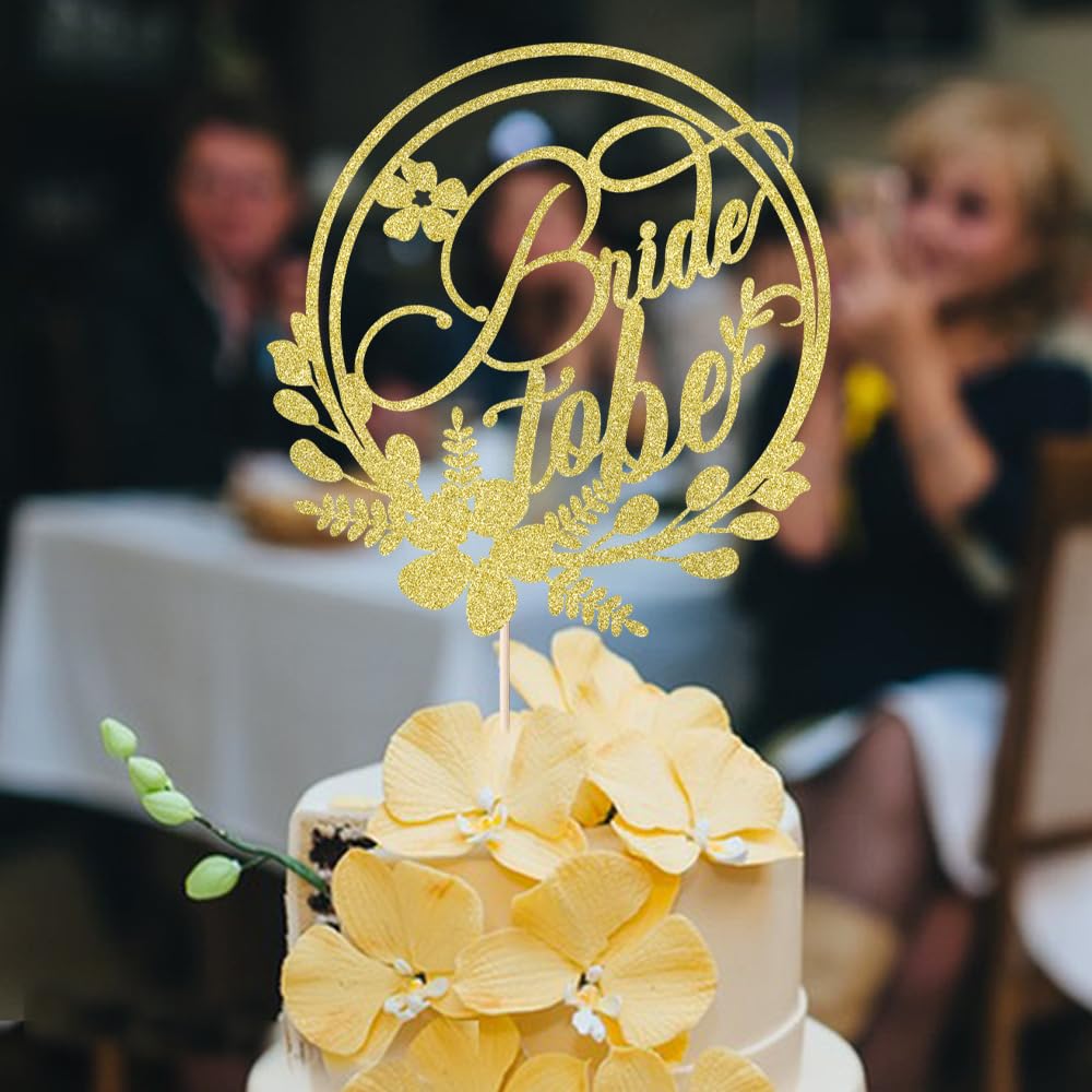 Kaoenla Gold Glitter Bride-to-Be Cake Topper - Wedding Cake Decorations for Bachelorette Party, Bridal Shower, Engagement & Marriage Celebrations - Perfect for Proposal, Reception & Anniversary Cakes