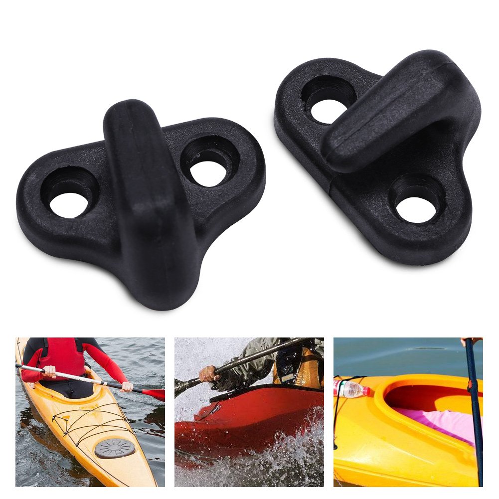 **VGEBY 4Pcs Kayak Lashing Hooks with Bungee Cord & 8 Flat-Head Screws - Heavy Duty Double Hole Hooks for Kayak, Canoe, Paddle Board Accessories - Perfect for Securing Gear on Water Adventures**