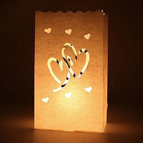 Fascola 20-Pack Heart Paper Lanterns for Wedding & Beach Decor