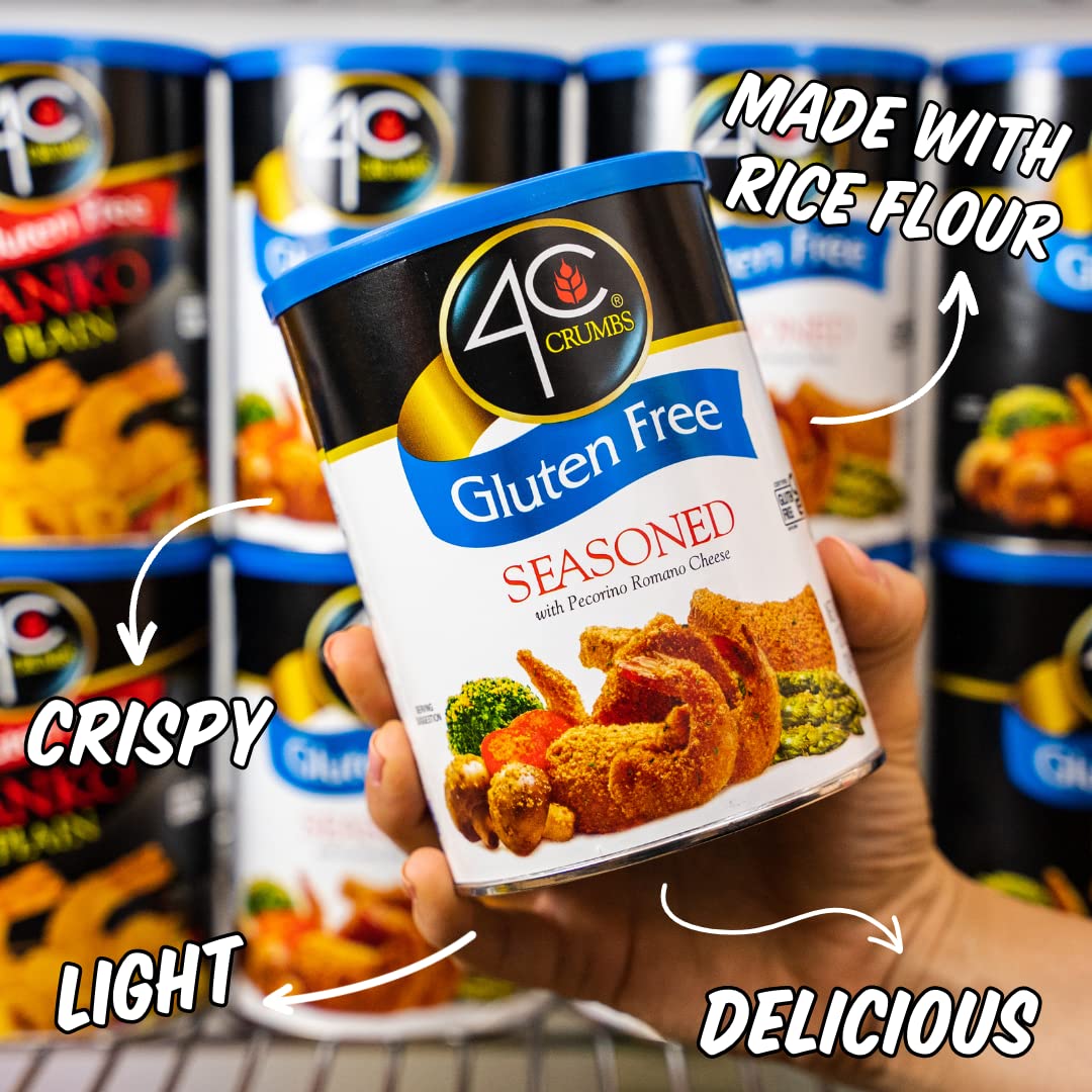 4C Premium Gluten Free Bread Crumbs - Seasoned 6 Pack (Regular & Gluten Free) | Flavorful Crispy Crunchy Coating for Chicken, Fish & More | Value Pack for Baking & Cooking