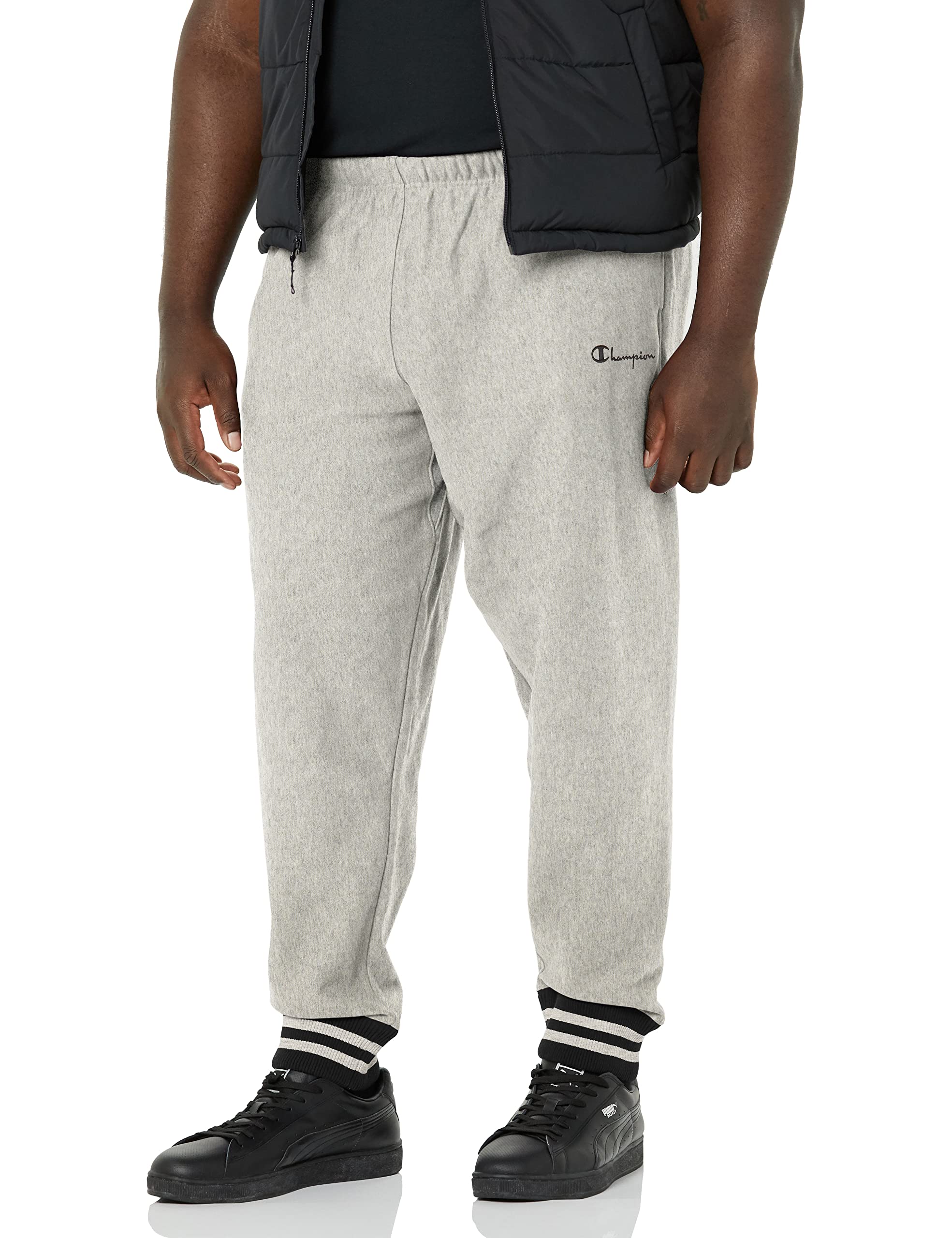 Champion Men's Reverse Weave Jogger Pants - Yarn Dyed Cotton Sweatpants with Ribbed Trim | Comfortable Lounge & Athletic Wear for Gym, Running & Casual Outfits