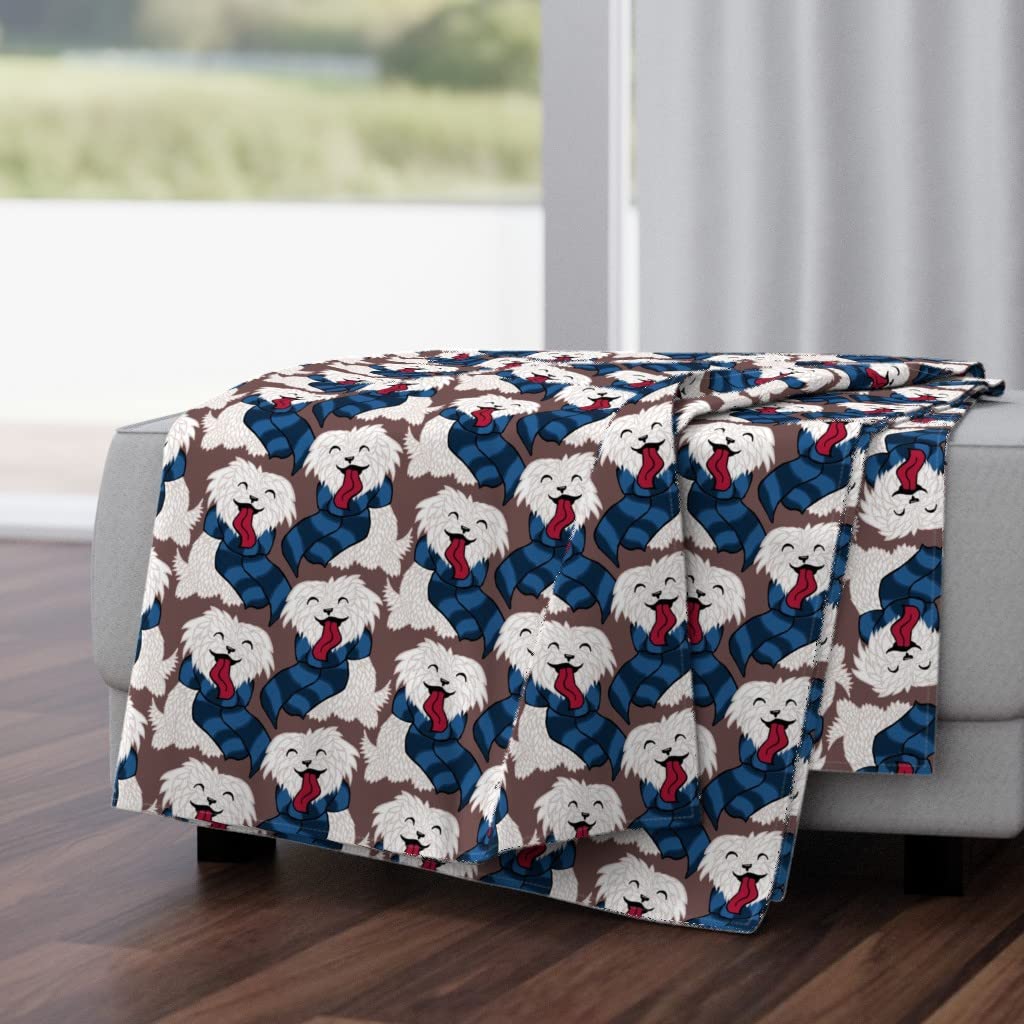 Soft Plush Minky Throw Blanket 50x70 Inches - Cozy Happy Puppy Dog Animal Print Blanket for Winter | Perfect for Sofa, Bed & Pet Cuddling