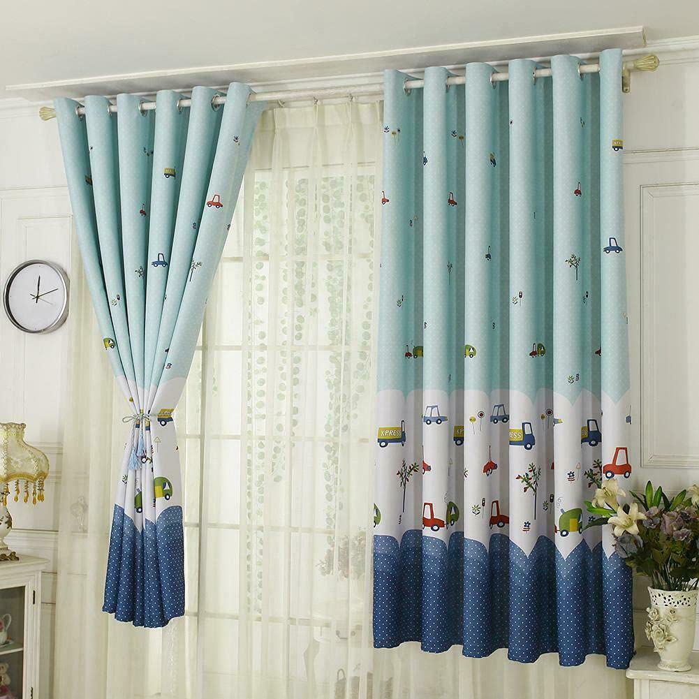 1 Piece Cartoon Car Print Blackout Curtains - Noise Reducing Window Drapes for Kids Room, Nursery & Home Decor - Perfect for Bedrooms, Living Rooms & Daytime Napping