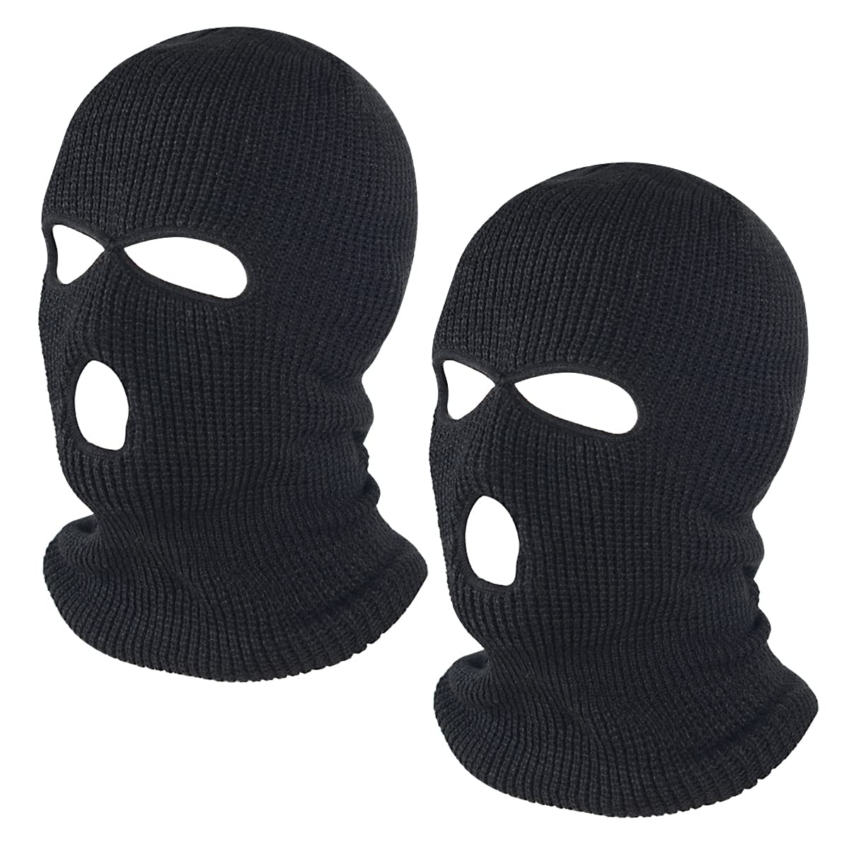 2 Pack 3-Hole Knitted Full Face Cover Ski Mask - Winter Balaclava for Men & Women - Warm Face Mask for Skiing, Snowboarding, Motorcycling & Outdoor Winter Sports