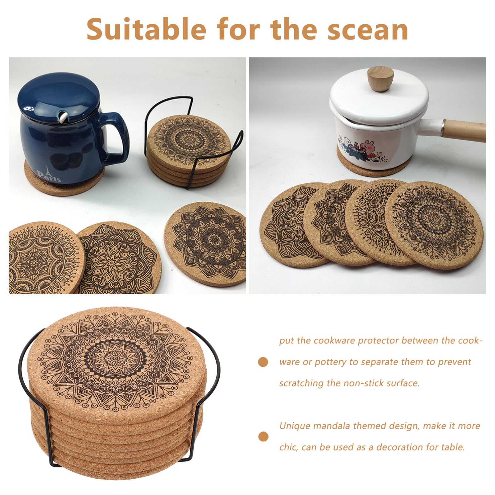 Premium 5.5 Inch Round Cork Coasters & Trivets - Heat Resistant Corkboard Pads for Hot Dishes, Pots, Pans & Plants | Perfect for Kitchen, Dining Table & Coffee Bar Protection