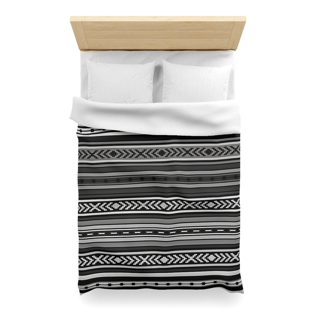 Santa Fe Gray Microfiber Polyester Duvet Cover Set with Invisible Zipper - Southwestern Style Bedding for Queen, King, Full & Twin Size - Perfect for Guest Rooms, Master Bedrooms & Vacation Homes