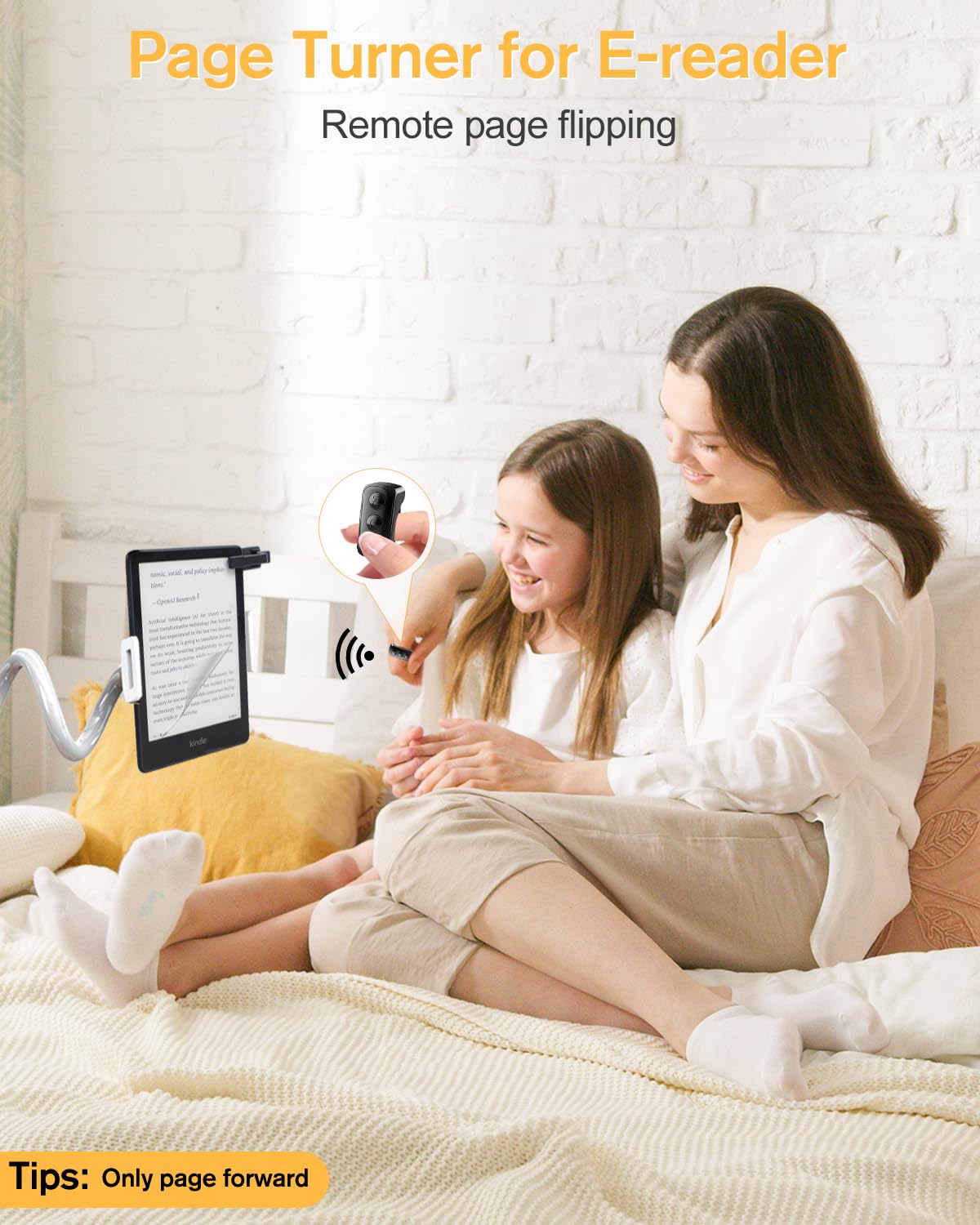 ADZERD Wireless Page Turner Remote for Kindle Paperwhite, iPad, iPhone & Tablets - Multifunction Clicker for Reading, TikTok Scrolling & Camera Remote Control (Black) - Perfect for Hands-Free Reading, Video Watching & Content Creation