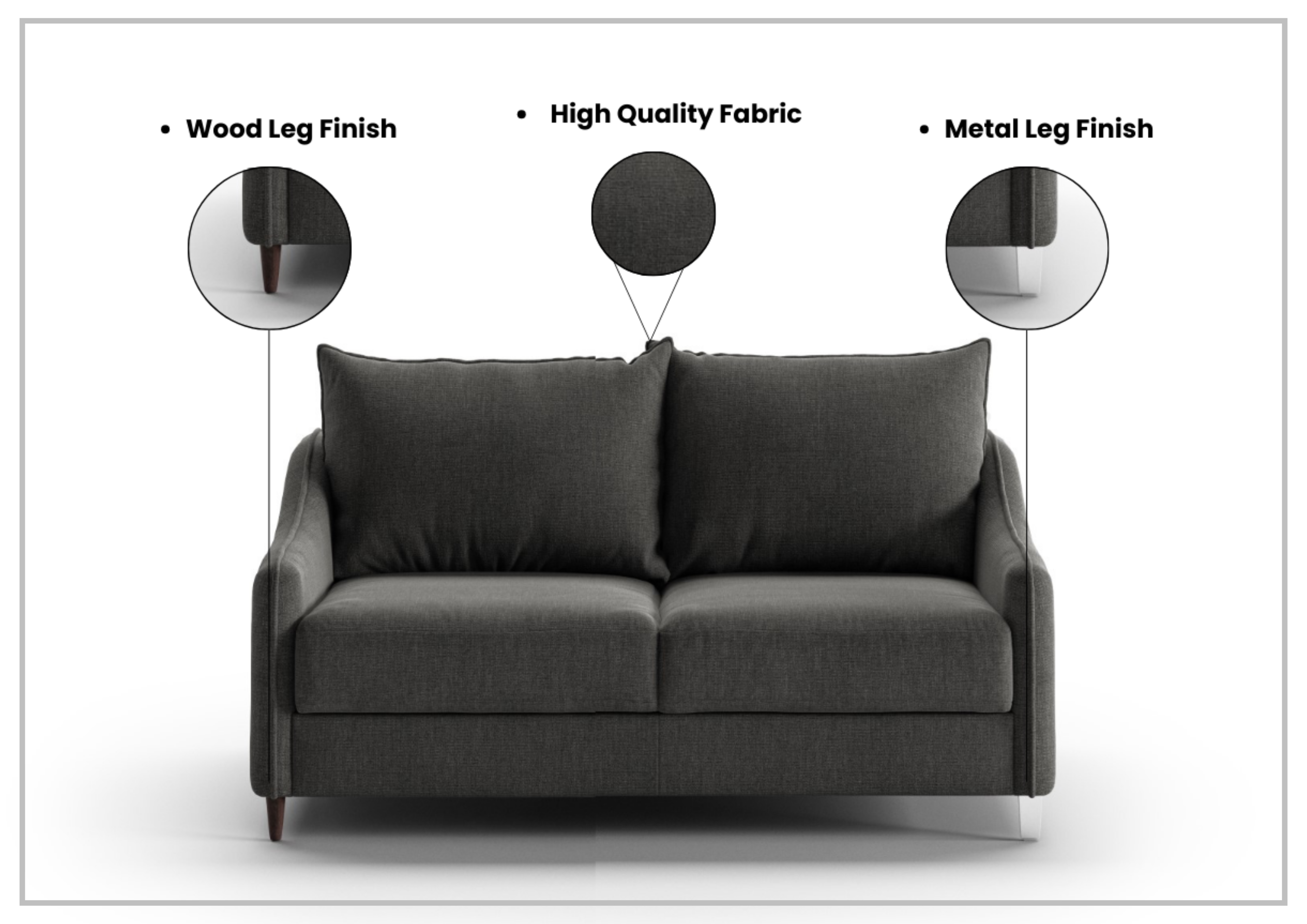 Luonto Ethos Fabric Full XL Sleeper Sofa - 2 Gray Color Options | Space-Saving Convertible Sofa Bed for Small Apartments & Guest Rooms