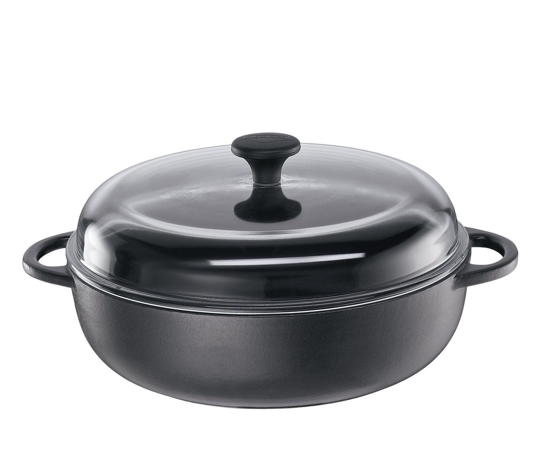 Premium 24cm Black Provence Cast Iron Skillet with Glass Lid - Perfect for Searing, Baking & Slow Cooking in the Kitchen
