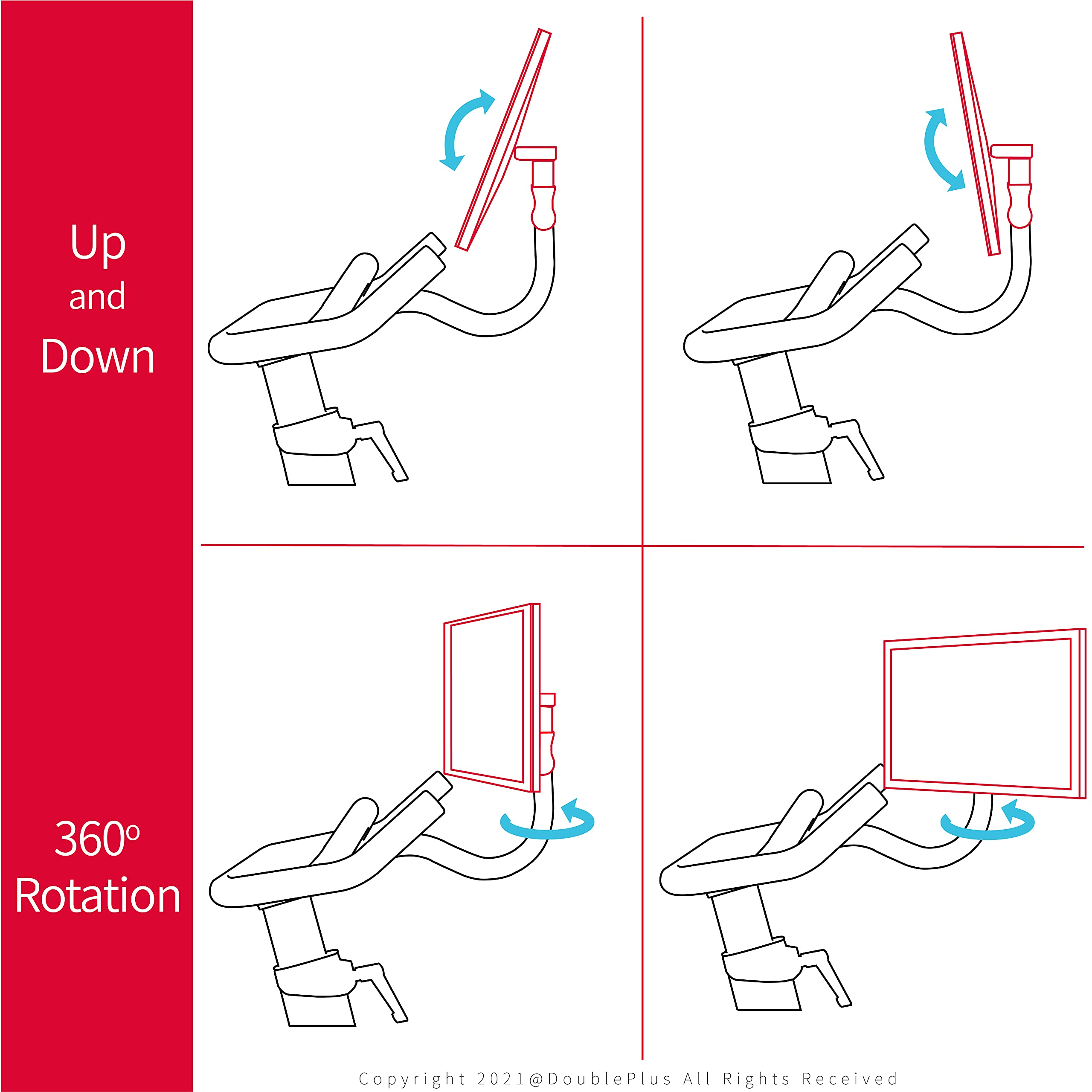 Peloton Bike Screen Swivel Mount - Compatible with Peloton OG Bike & Bike Plus, Adjustable Stand for Regular Shoes (Red) - Perfect for Home Gym Workouts & Cycling Classes
