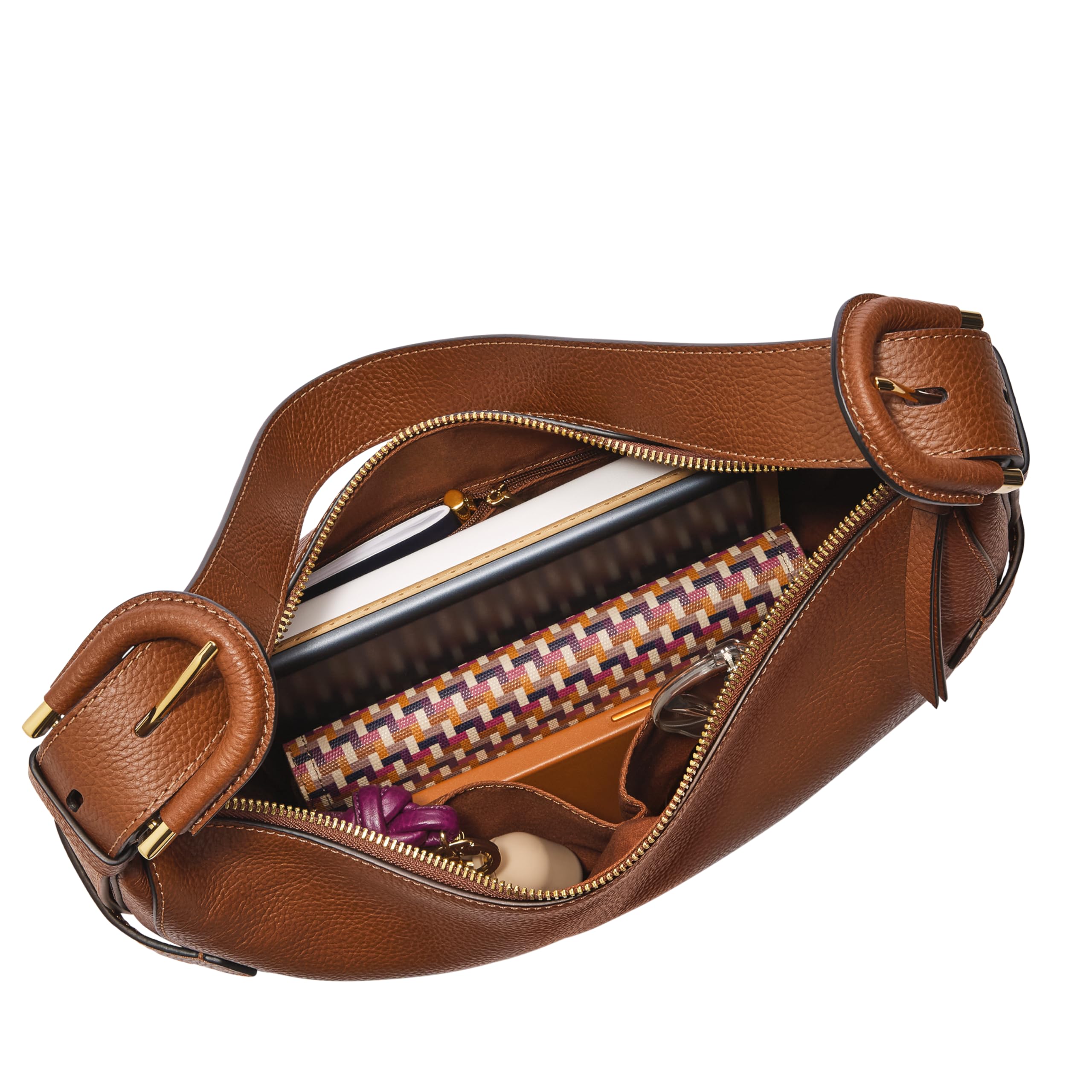 Fossil Women's Harwell Genuine Leather Hobo Purse - Stylish Handbag for Everyday Use, Work & Travel