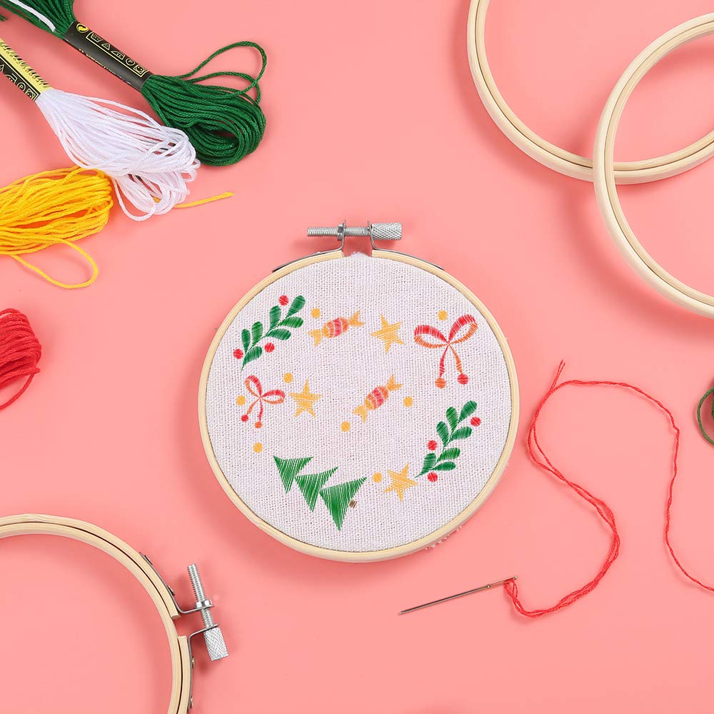 Caydo 24-Piece 3-Inch Bamboo Embroidery Hoops for Cross Stitch & Sewing - Bulk Wholesale Craft Supplies for DIY Projects, Fabric Art & Home Decor