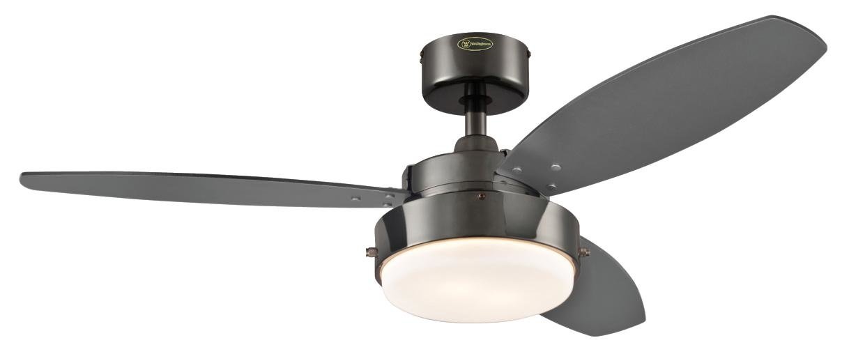 Westinghouse Lighting 78764 41-Inch 3-Blade Indoor Ceiling Fan with Opal Frosted Glass - Gun Metal Finish for Living Room, Bedroom & Office