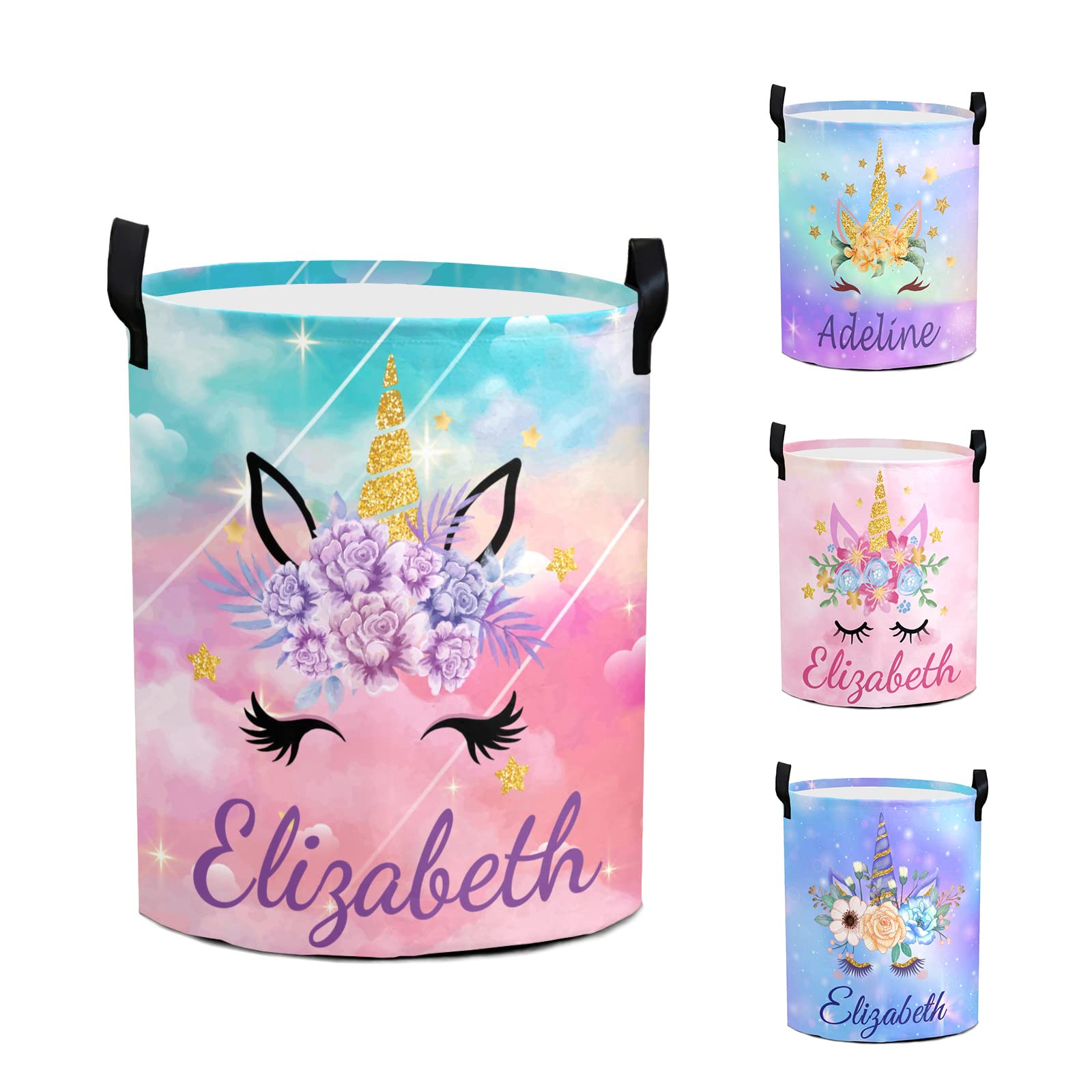 Personalized Baby Laundry Basket for Boys & Girls - Custom Collapsible Laundry Hamper with Handle, Nursery Storage Organizer for Bathroom, Bedroom & Living Room Decor (Unicorn Design) - Perfect for Baby Showers, Kids' Rooms & Home Organization