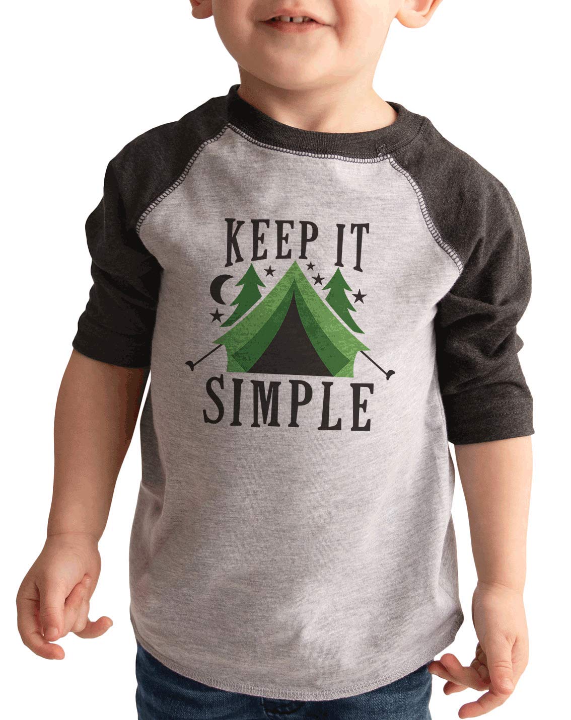7 ate 9 Apparel Kids Keep It Simple Camping Grey T-Shirt - Comfortable Casual Wear for Outdoor Adventures, Hiking & Family Trips