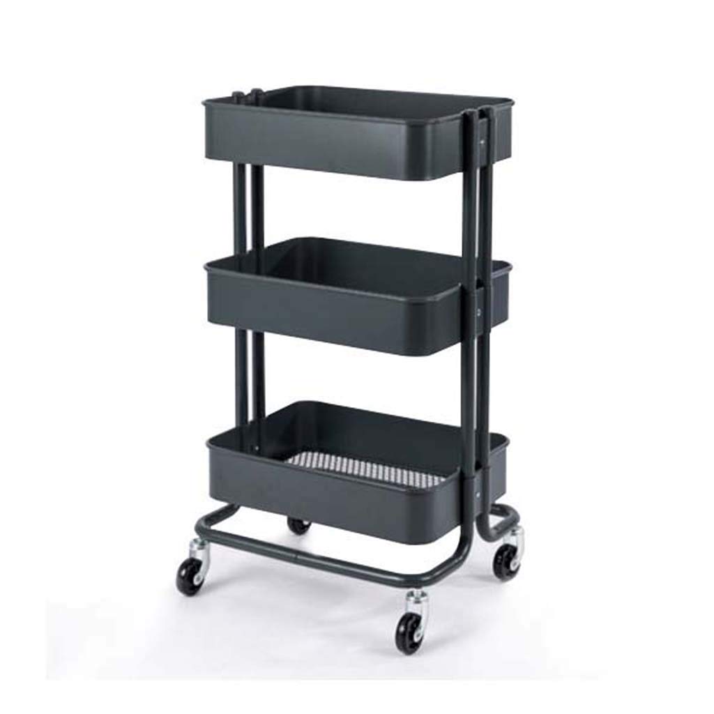 3-Tier Metal Rolling Utility Cart with Wheels - Sturdy Storage Organizer for Office, Kitchen, Home & Outdoor Use - Perfect for Organizing Supplies, Tools & Groceries