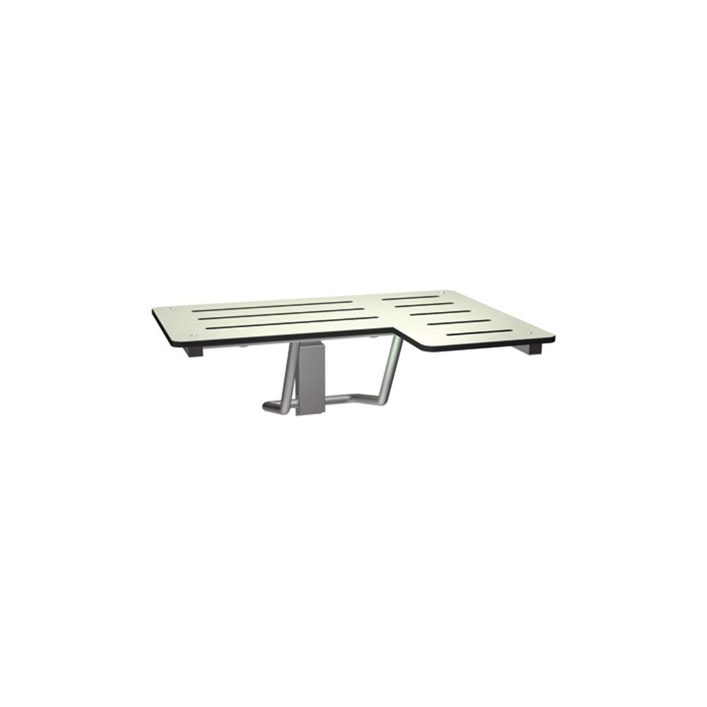 ASI 8206 Foldable L-Shaped Shower Seat with Phenolic Surface - Wall Mounted Satin Finish for Elderly & Disabled Bathroom Safety