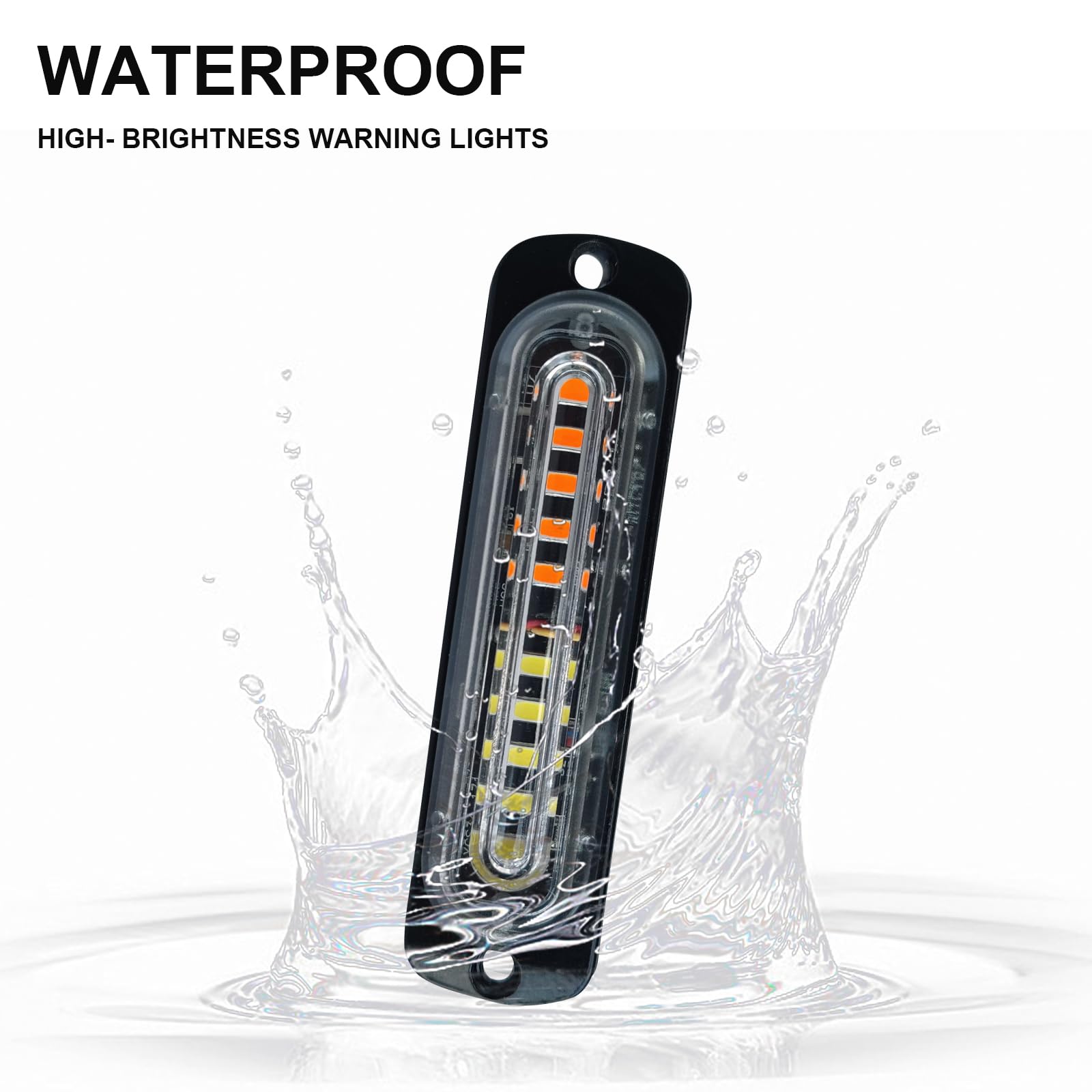 10 Pack Super Bright LED Emergency Strobe Lights for Cars, Trucks & Motorcycles - Amber/White Hazard Warning Flashing Lights (2 Pack) - Ideal for Roadside Emergencies, Construction Zones & Vehicle Safety