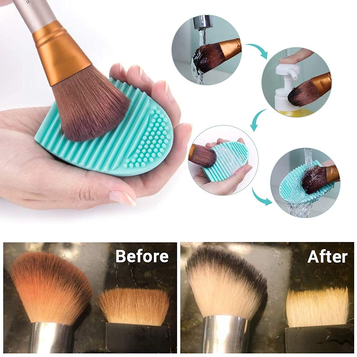 COSLUXE Makeup Brush Cleaning Tool - Quick Cleaner Sponge Box & Silicone Brush Cleaner - Remove Eyeshadow & Makeup Residue - Perfect for Home, Travel & Professional Makeup Artists
