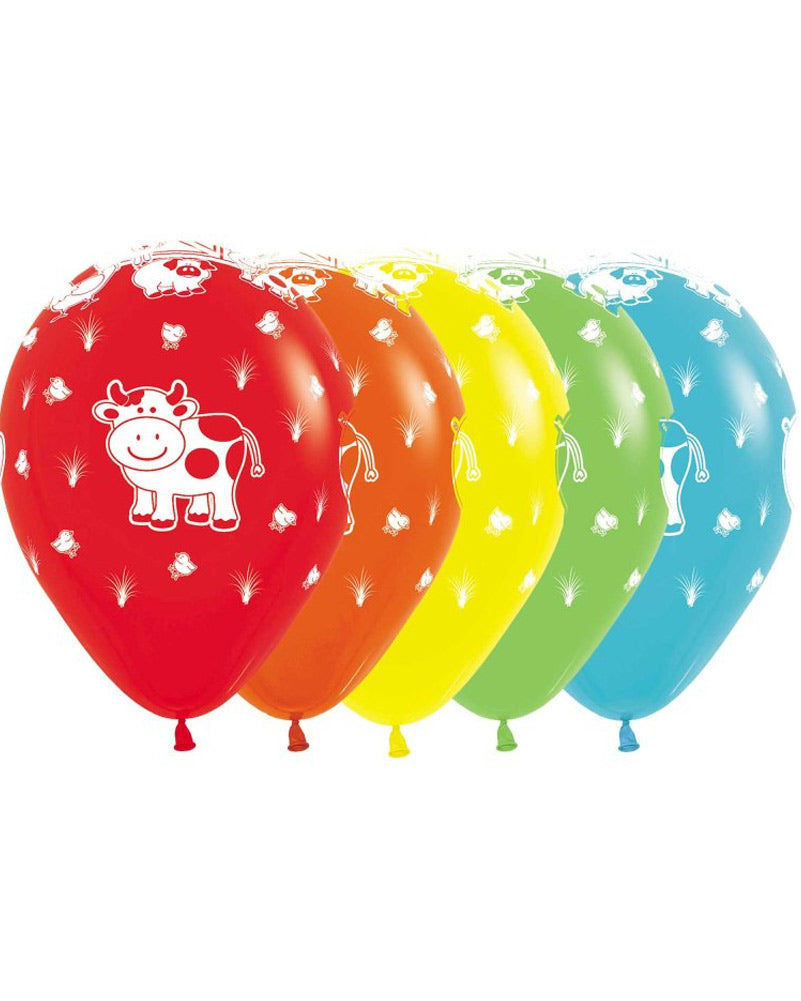 30cm Farm Animals Fashion Assorted Latex Balloons Pack of 25 - Perfect for Birthday Parties, Baby Showers & Farm-Themed Decorations