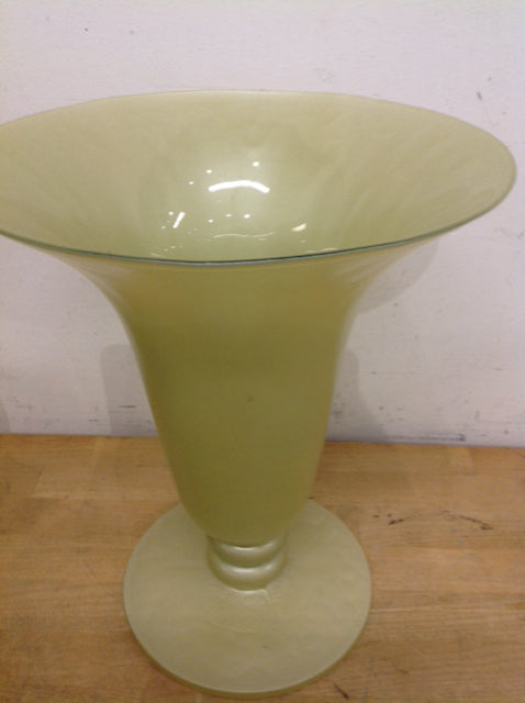 12 Inch Green Glass Footed Vase - Elegant Home Decor for Centerpieces, Wedding, Dining Table & Living Room Display