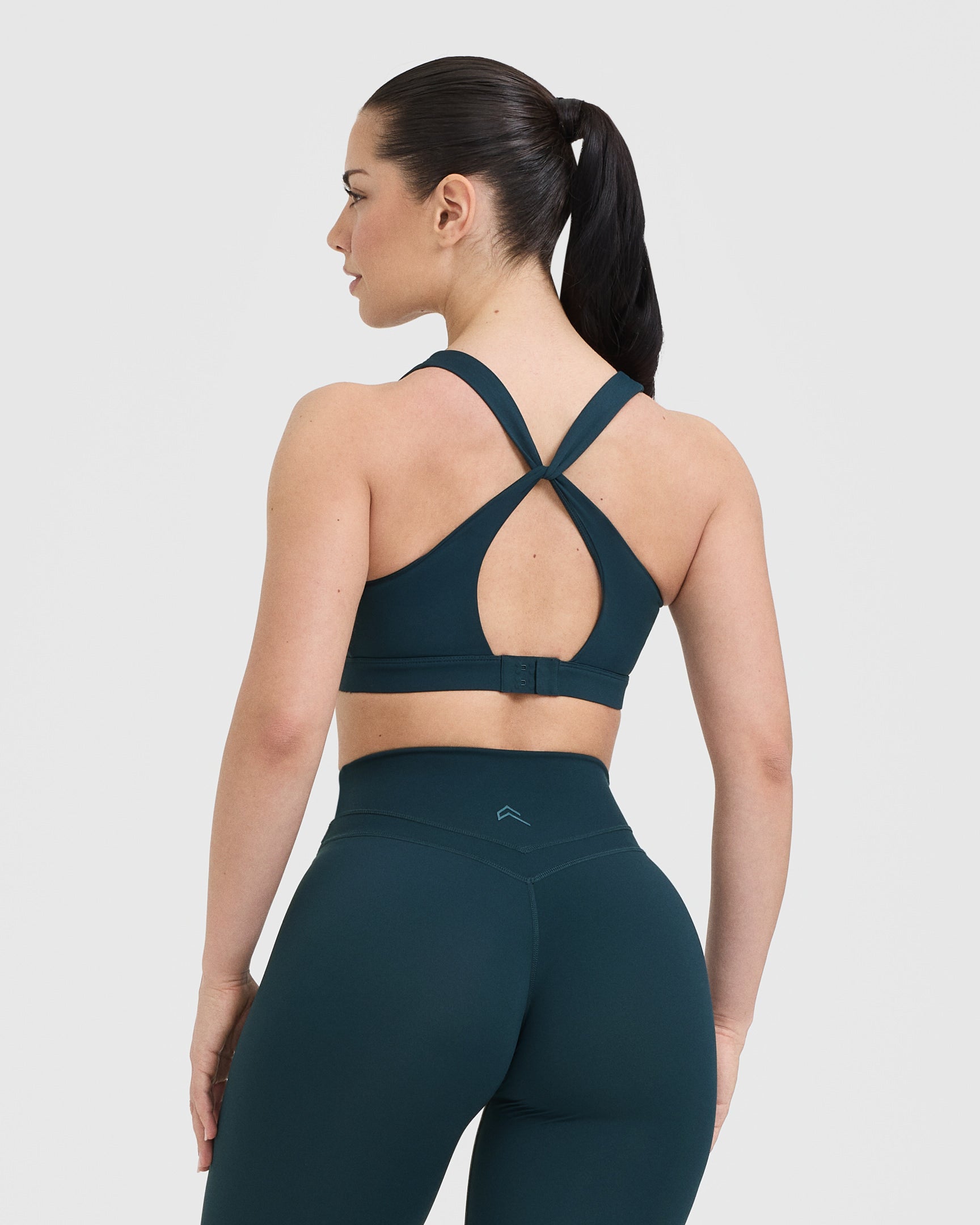 High Support Unified Layered Sports Bra for Women - Oil Blue | Moisture Wicking & Breathable for Running, Yoga & Gym Workouts