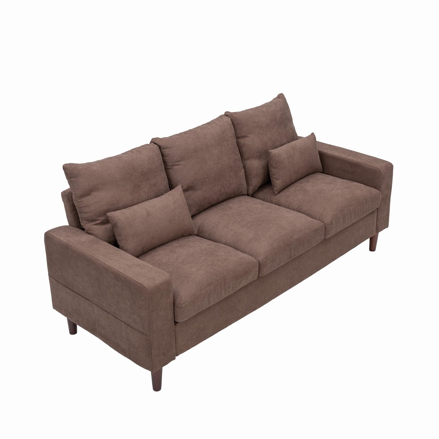 Panana Luckycloud Modern 3-Seater Fabric Sofa - Upholstered Living Room Couch for Small Spaces, Dorm Rooms & Apartments (Brown) | Perfect for Compact Living Areas, Studio Apartments & Cozy Home Decor