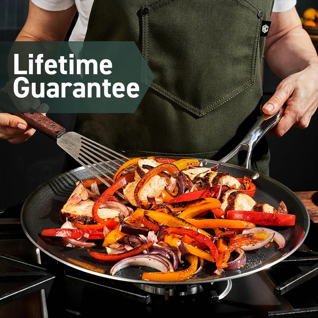 HexClad Hybrid Nonstick 13-Inch Griddle Pan with Stay-Cool Handle - Dishwasher & Oven Safe Up to 900°F - Induction Compatible for All Cooktops - Perfect for Pancakes, Burgers & Stir-Fry