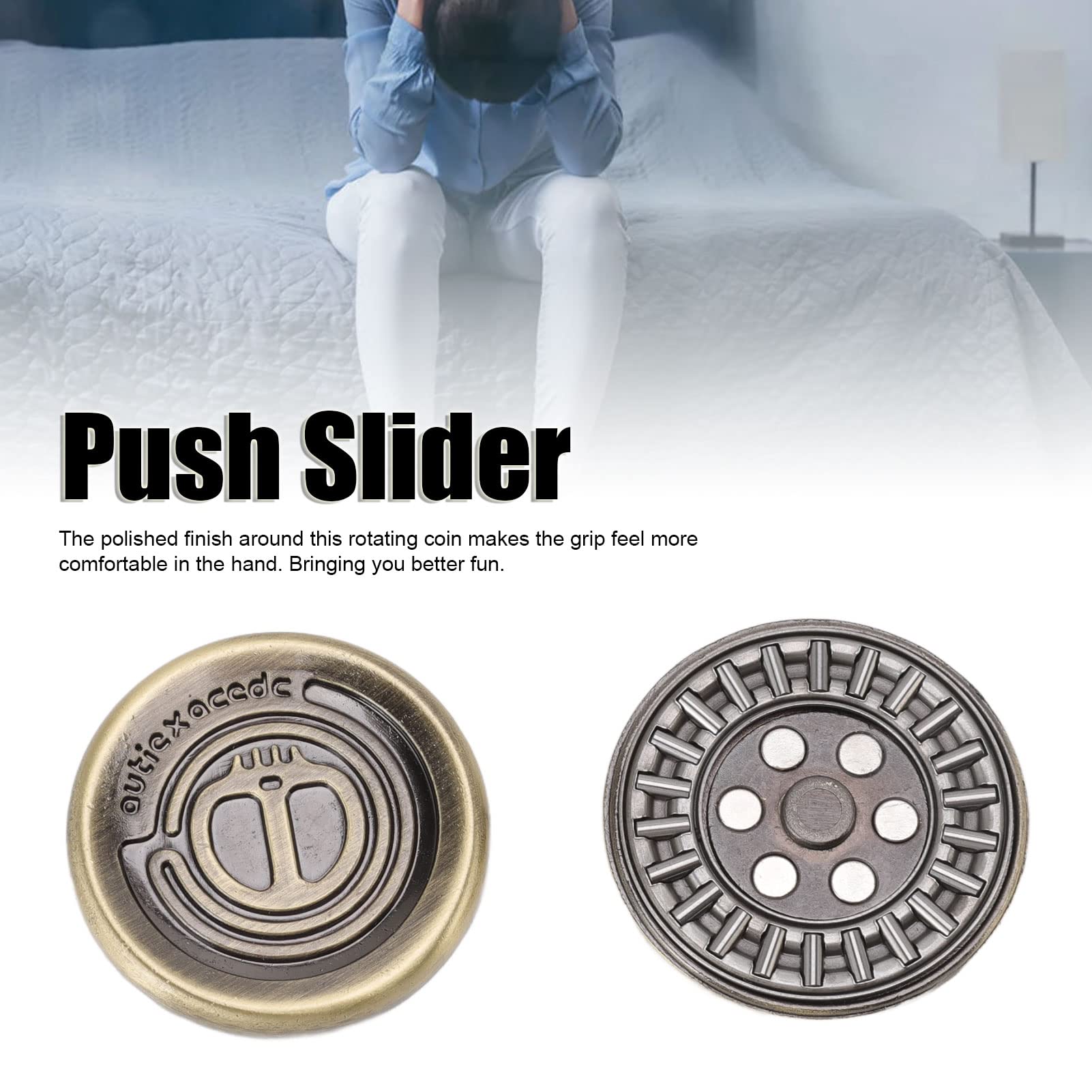 Magnetic Push Slider Fidget Toy - Stress Relief Metal Spinner Coin for ADHD, Anxiety & Focus - EDC Pocket Fidget Toy for Adults & Kids - Office, School, Travel Stress Relief Gadget
