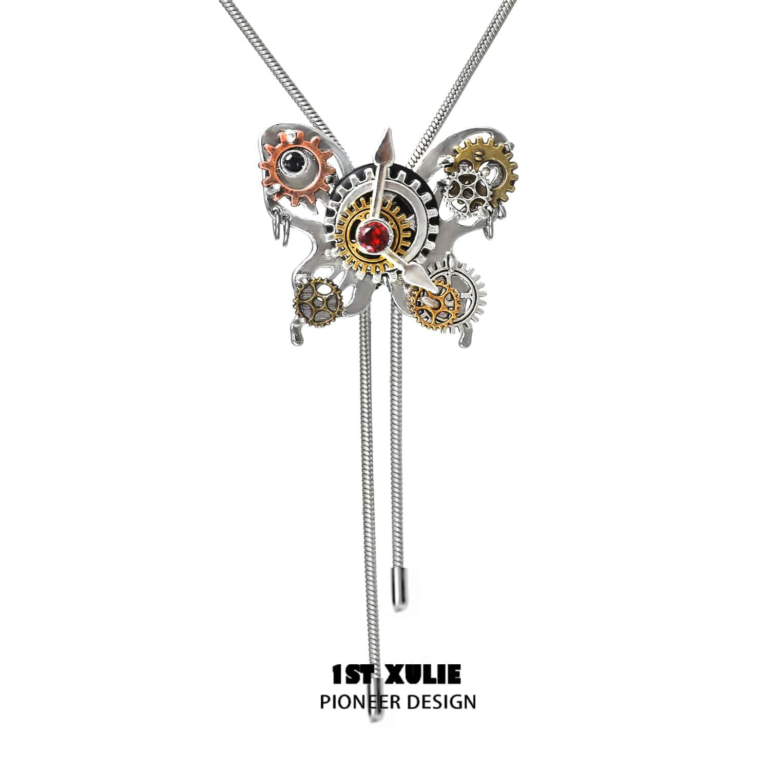 18k Platinum Plated Mechanical Butterfly Pull-Out Necklace™ - Elegant Jewelry Gift for Women, Perfect for Valentine's Day, Anniversary & Special Occasions
