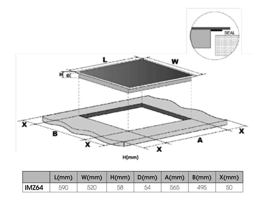 Euromaid IMZ64 60cm 4-Zone Induction Cooktop with MultiFlex Technology - Black | Fast Heating, Energy Efficient Stove for Modern Kitchens, Perfect for Home Cooking & Entertaining