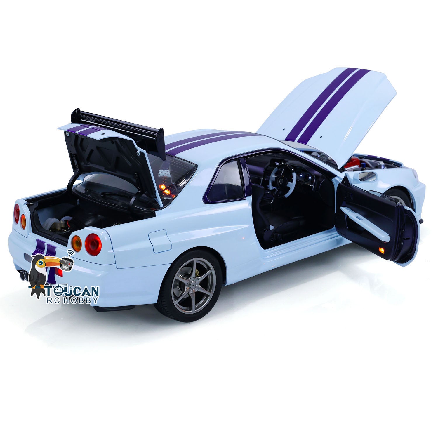 1:8 Scale RC Drift Car - 4WD Remote Control RTR Nissan R34 Model with Brushless Motor | High Speed Hobby Grade DIY Assembled Painted Toy | Perfect for Drift Racing, Backyard Fun & RC Enthusiasts
