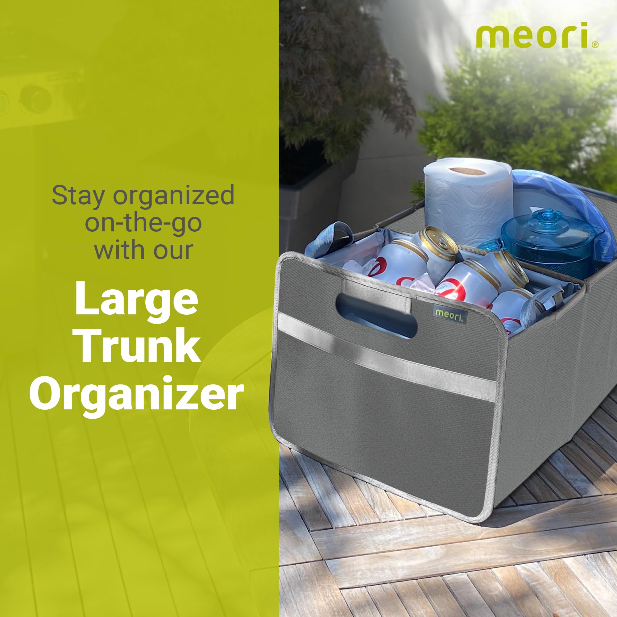 Meori Collapsible SUV Trunk Organizer - 2 Compartments for Groceries & Storage