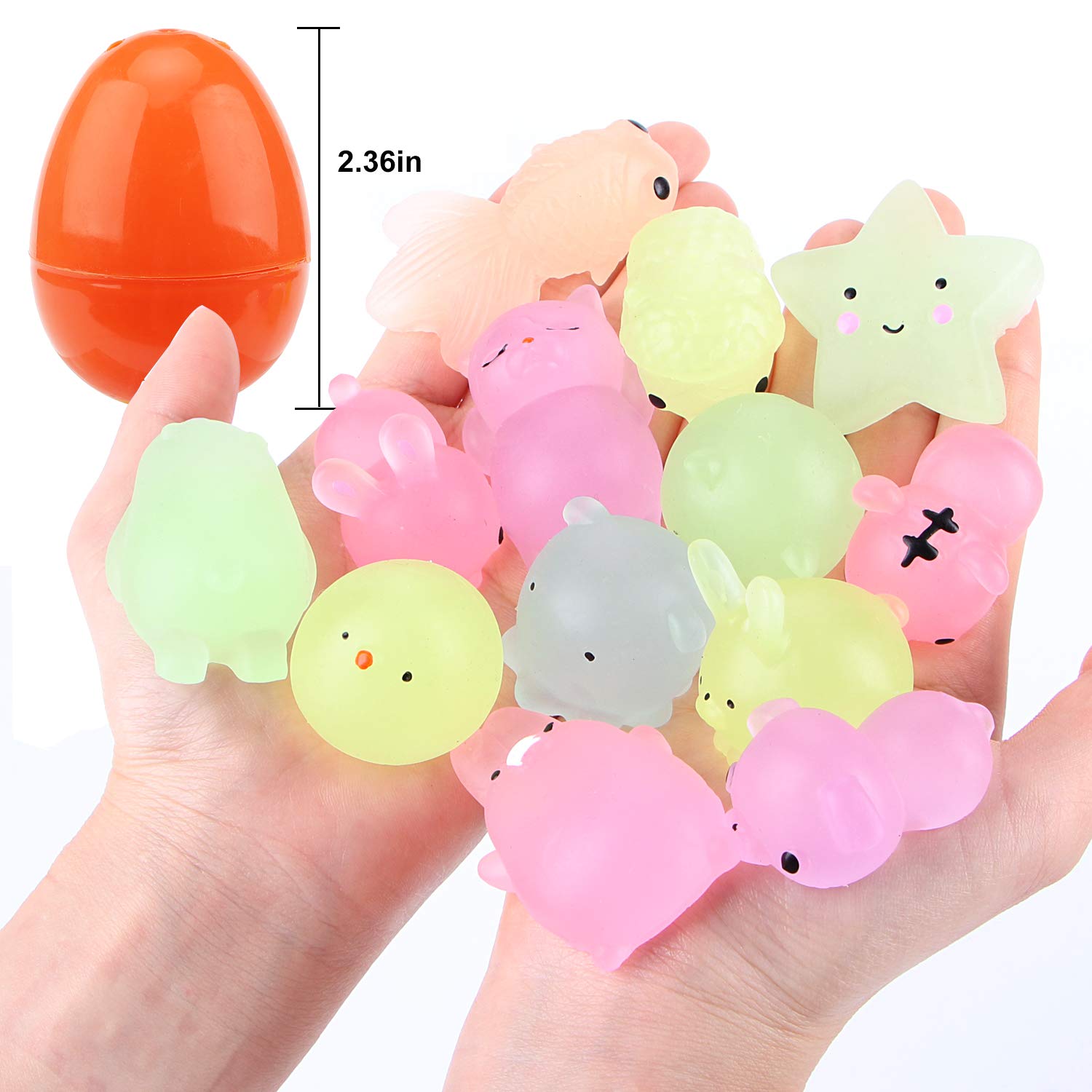 24-Piece Sizonjoy Mochi Squishy Easter Eggs with Glow-in-the-Dark Animals - Stress Relief Sensory Toys for Kids & Adults - Bulk Silicone Squishies for Easter Egg Hunts, Party Favors, Classroom Rewards & Anxiety Relief