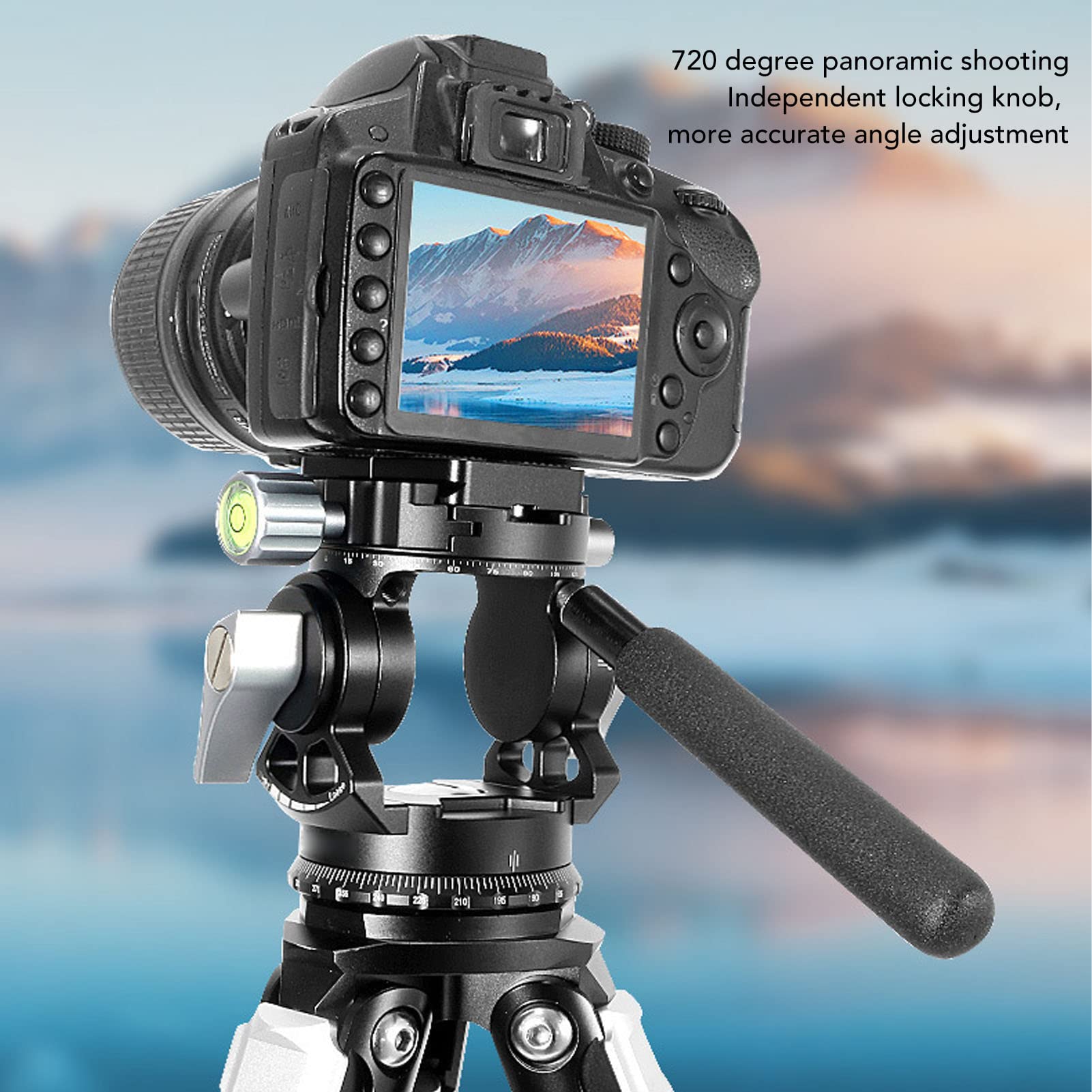 Professional Aluminum Alloy Camera Ball Mount with Handle - 360° Panoramic Tripod Head & Fluid Adapter for DSLR/SLR Cameras - Perfect for Vlogging, Photography & Video Shooting