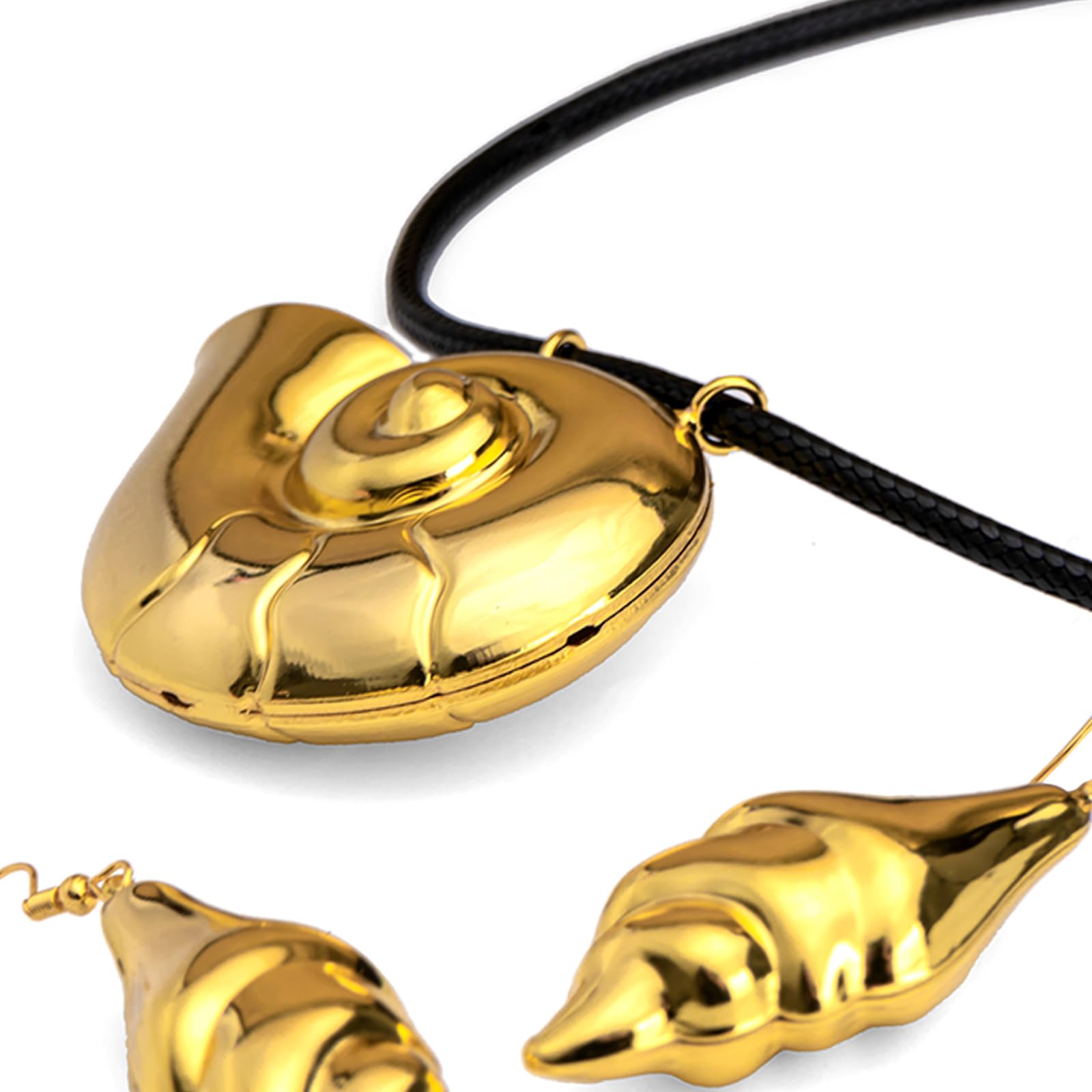 Seashell Necklace and Earrings Set - Beach Themed Jewelry for Role Play, Costume Parties & Summer Fashion Accessories
