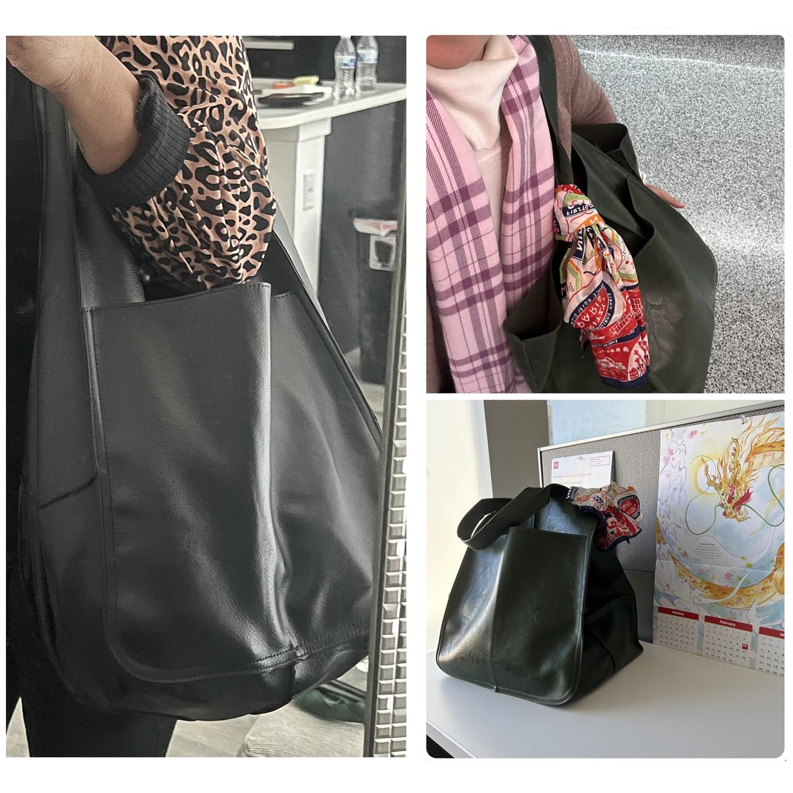 KlaOYer Oversized Leather Tote Bag - Large Capacity Work Hobo Purse, Soft PU Leather Handbag for Women | Perfect for Travel, Shopping & Daily Commute