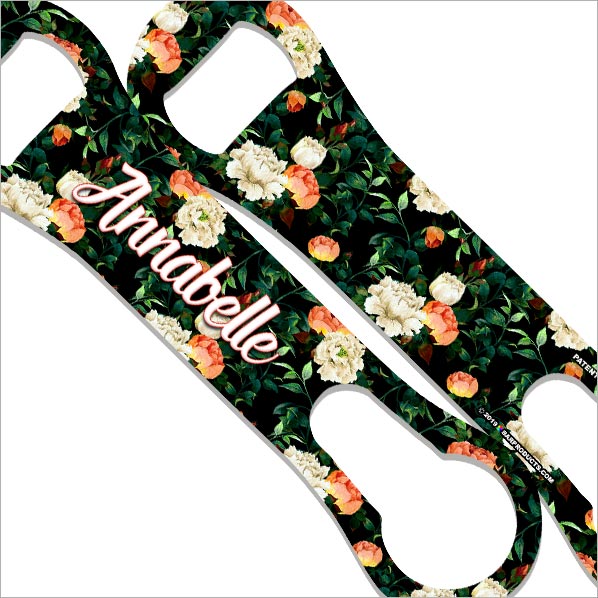 Personalized V ROD® Bottle Opener with Floral Design - Custom Name Engraving - Multiple Color Choices - Perfect for Home Bars, Weddings & Gifts