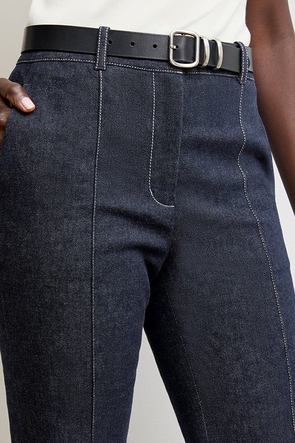 Vintage '70s Rowe Stretch Denim Jeans in Midnight Wash - Retro High Waisted Flare Pants for Women, Perfect for Casual Outfits & 70s Theme Parties