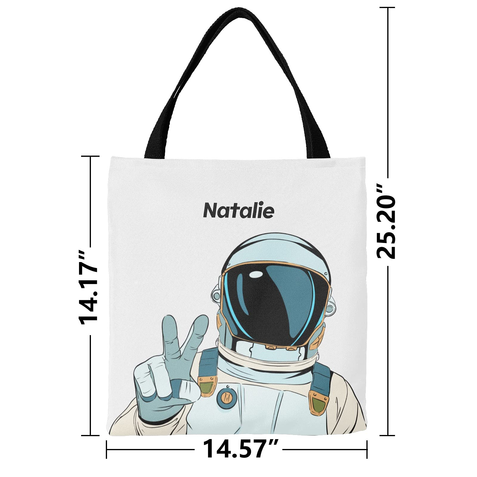 Personalized Animal Astronaut Canvas Tote Bag - Eco-Friendly Reusable Shopping Bag for Travel, School & Work - Unique Gift Idea for Space Lovers