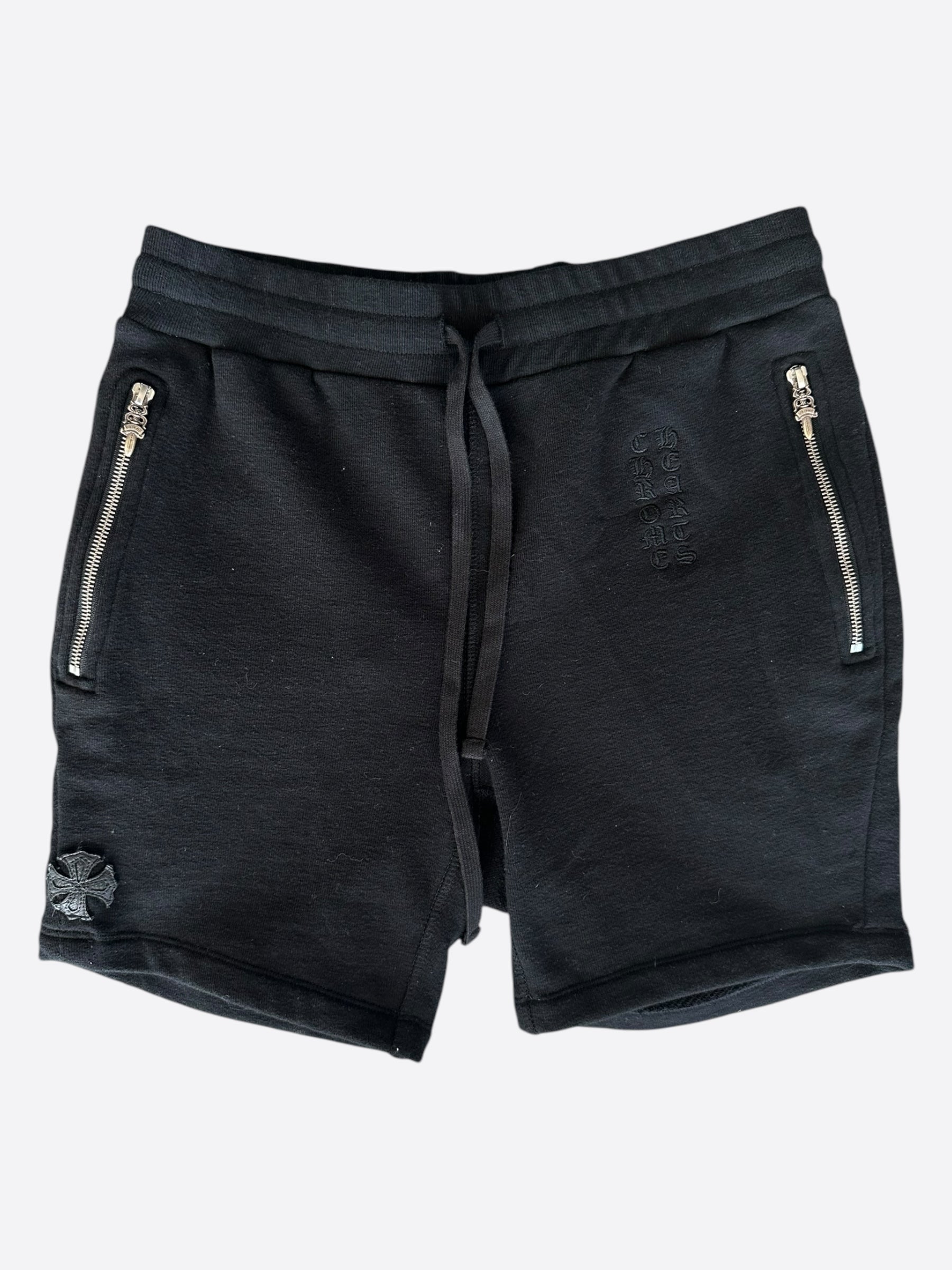 Chrome Hearts Black Cross Patch Shorts for Men - Gothic Streetwear Fashion - Perfect for Casual Wear, Concerts, and Night Outfits