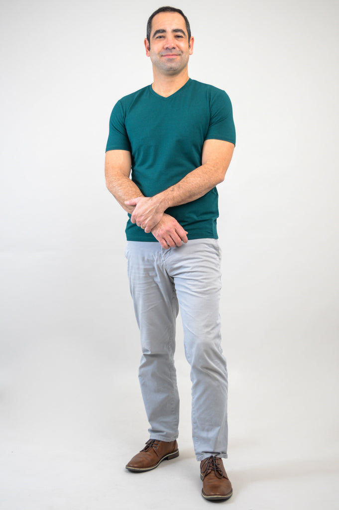 Adam Men's Short Sleeve Bamboo Shirt - Soft Breathable Teal Green Casual Top for Summer, Outdoor Activities & Travel